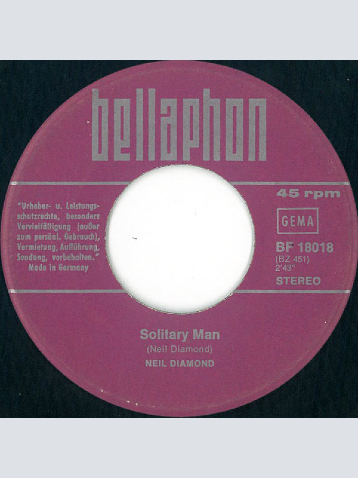 Vinyl / Neil Diamond - Solitary Man / Cherry Cherry