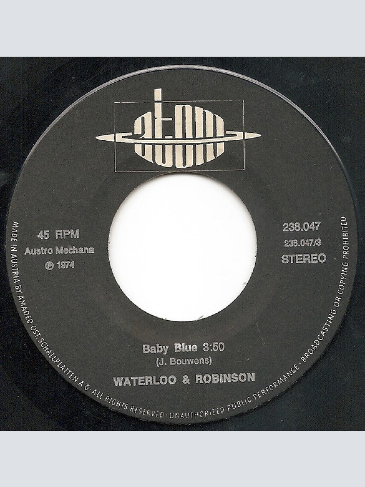 Vinyl / Waterloo & Robinson - Baby Blue / Don't Say Yes