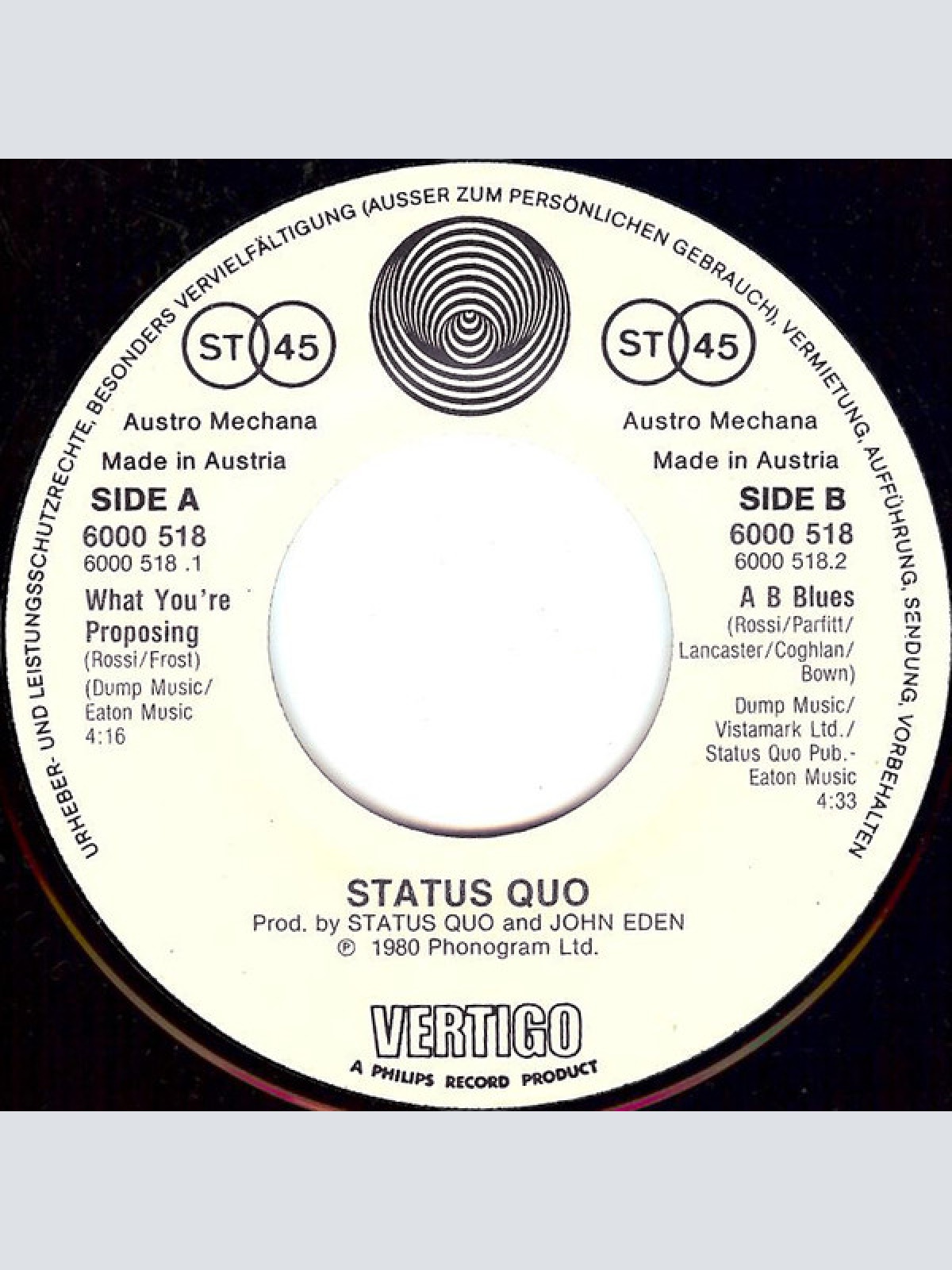 Vinyl / Status Quo - What You're Proposing