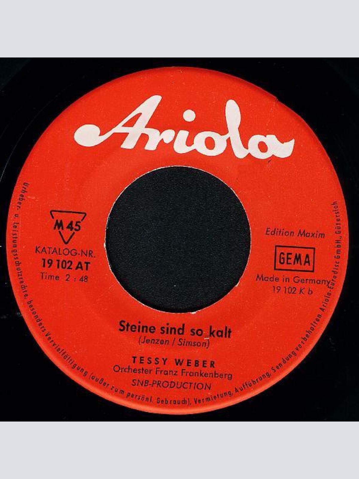 Vinyl / Tessy Weber - Wer Wird Denn Gleich Aus Liebe Weinen