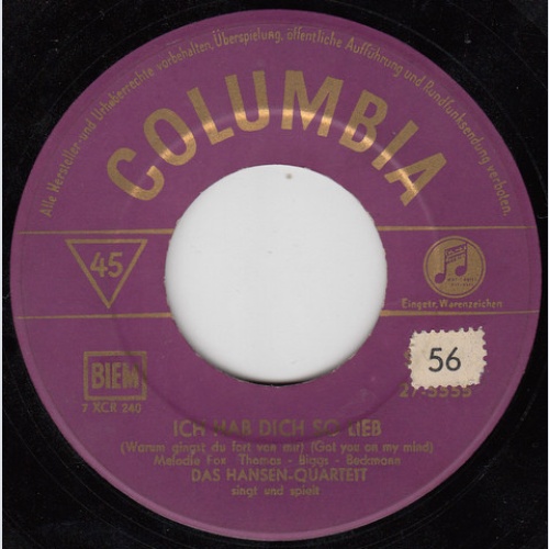 Vinyl / Das Hansen-Quartett - Ich Hab Dich So Lieb / Gut' Nacht Mein Schatz, Gut' Nacht