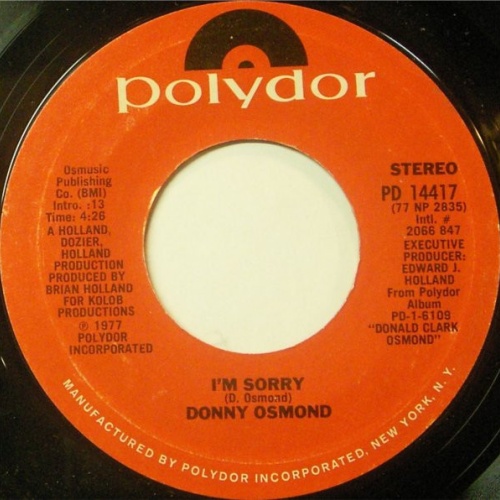 Vinyl / Donny Osmond - I'm Sorry / You've Got Me Dangling On A String