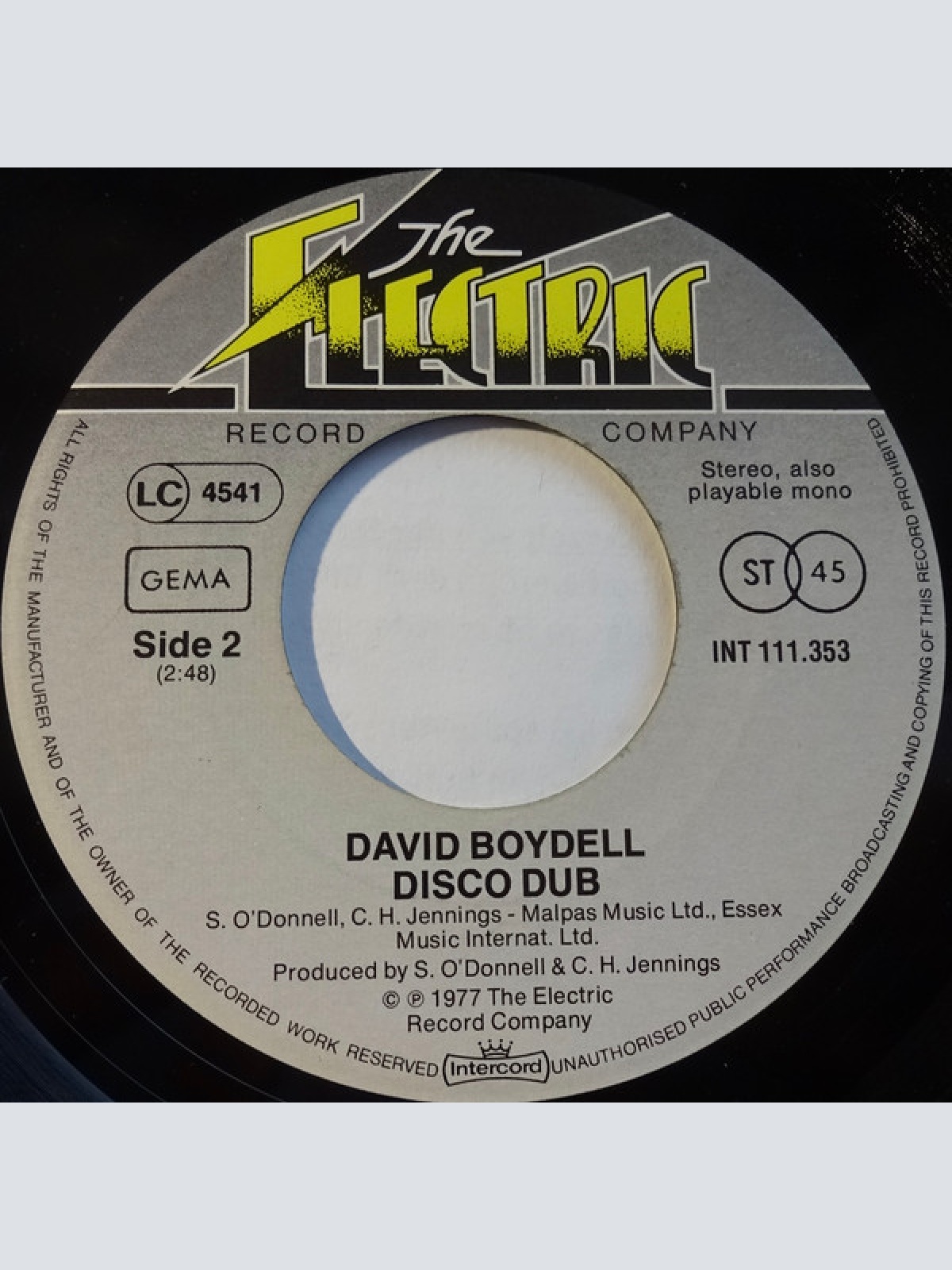 Vinyl / David Boydell - Cool It Down / Disco Dub