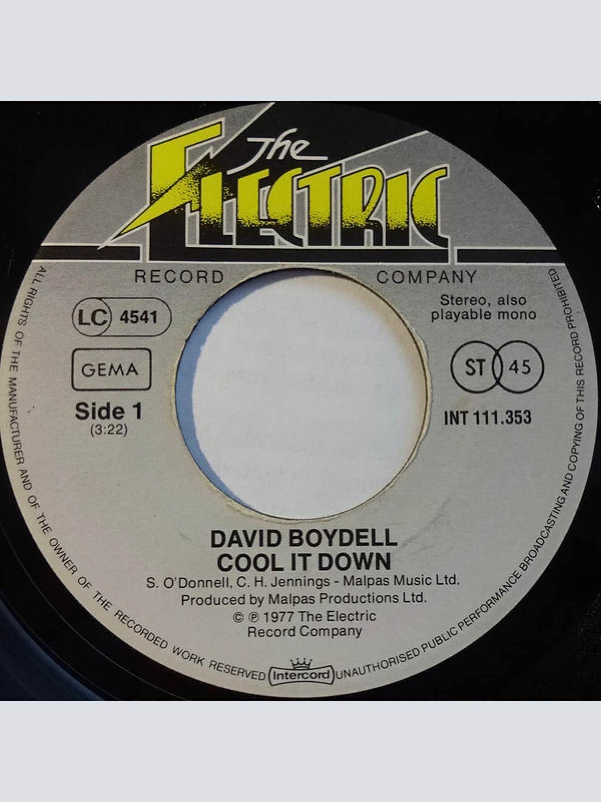 Vinyl / David Boydell - Cool It Down / Disco Dub
