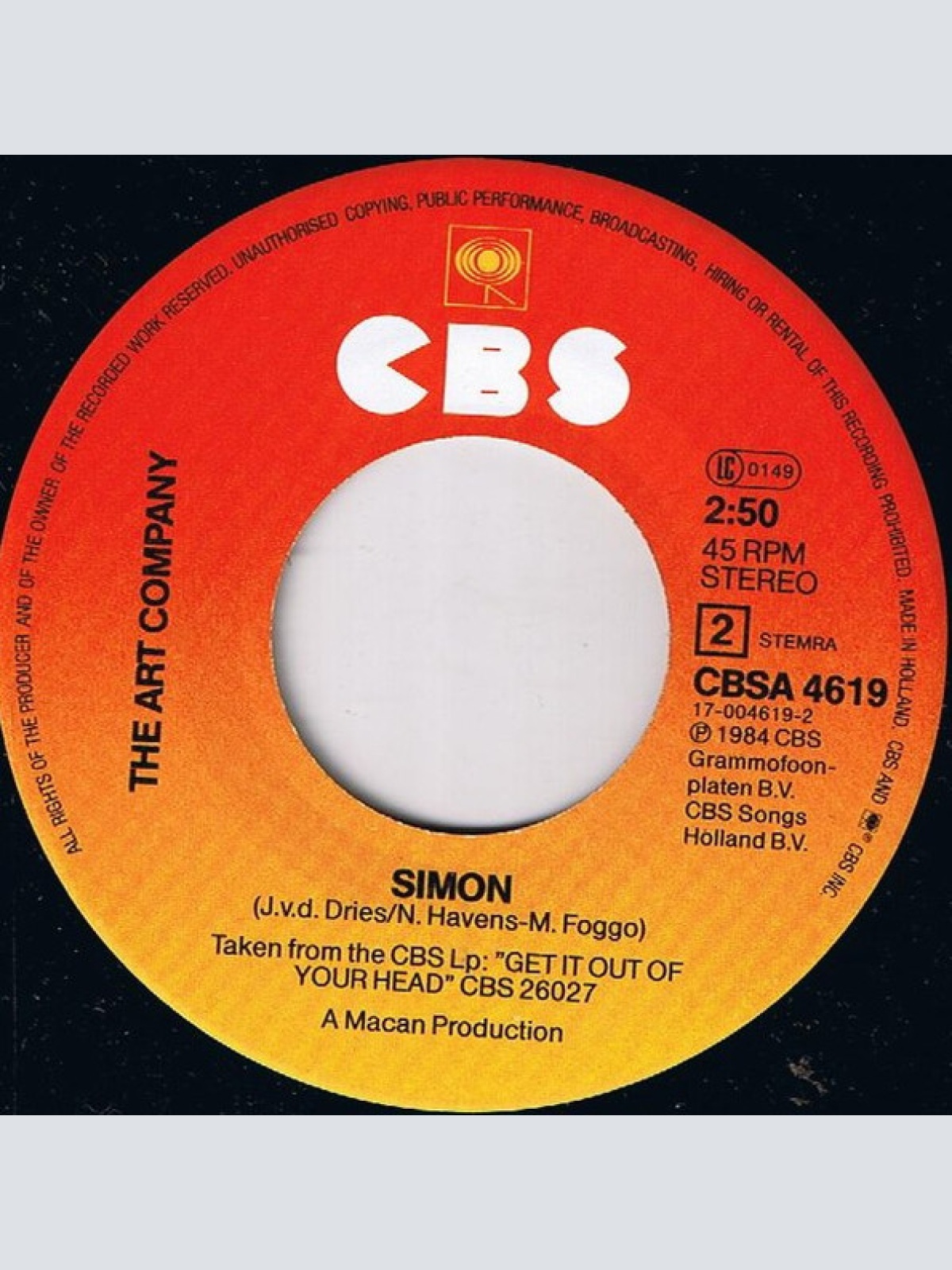 Vinyl / The Art Company - Get It Out Of Your Head