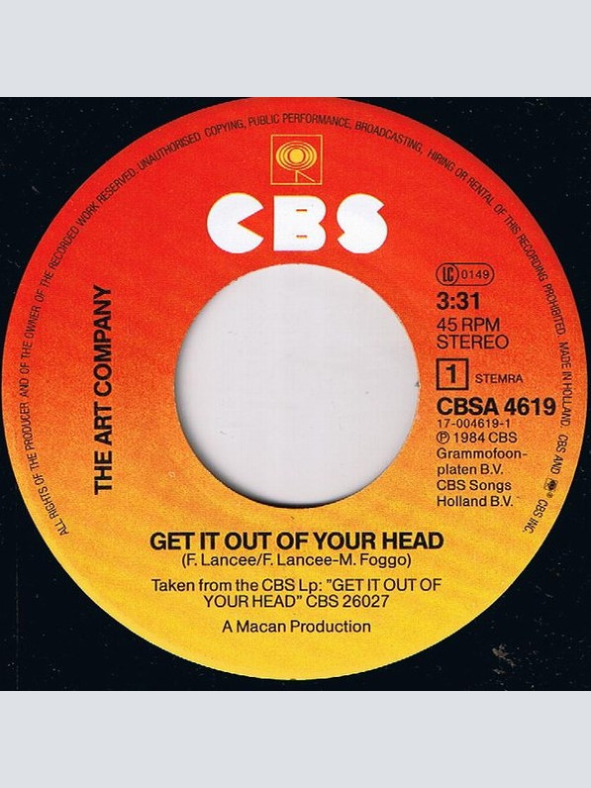 Vinyl / The Art Company - Get It Out Of Your Head