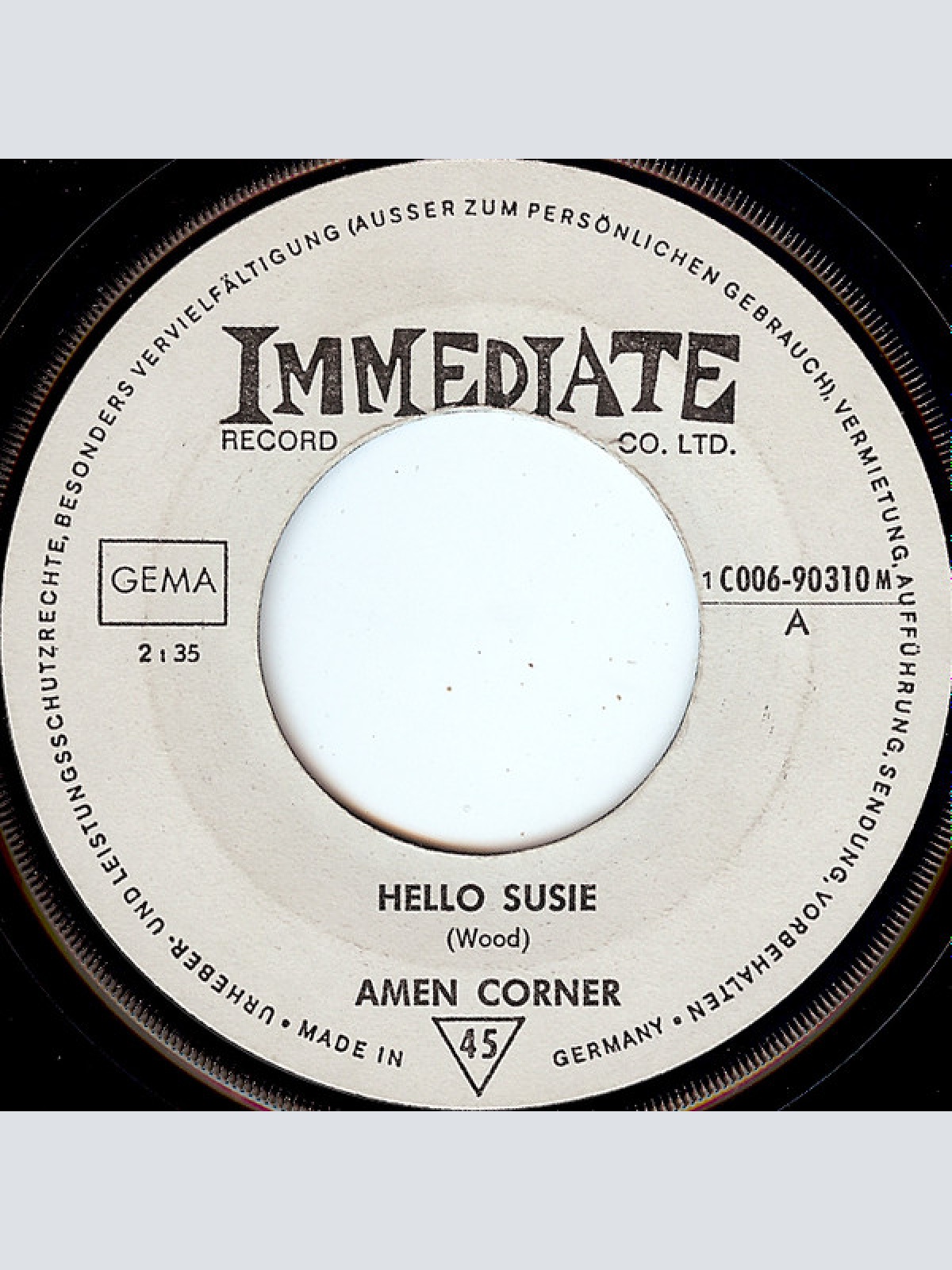 Vinyl / Amen Corner - Hello Susie / Evil Man's Gonna Win