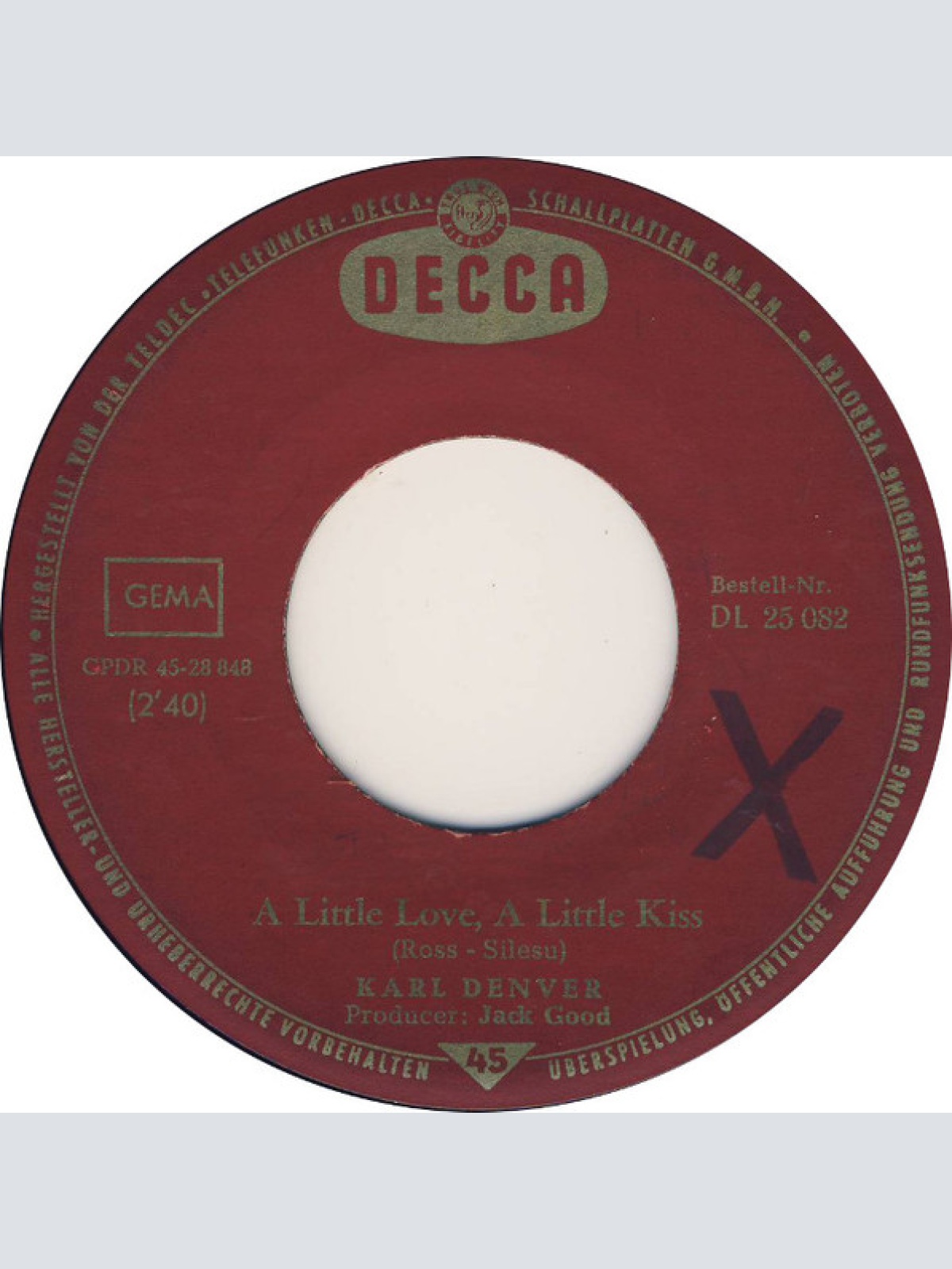 Vinyl / Karl Denver - A Little Love, A Little Kiss