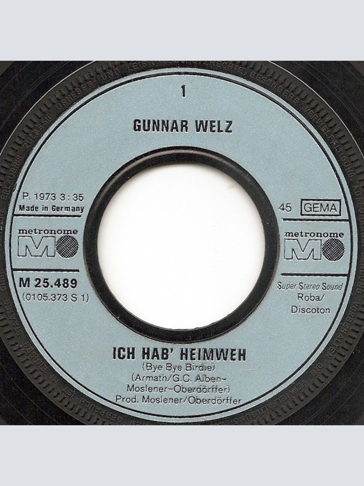 Vinyl / Gunnar Welz - Ich Hab' Heimweh (Bye Bye Birdie)
