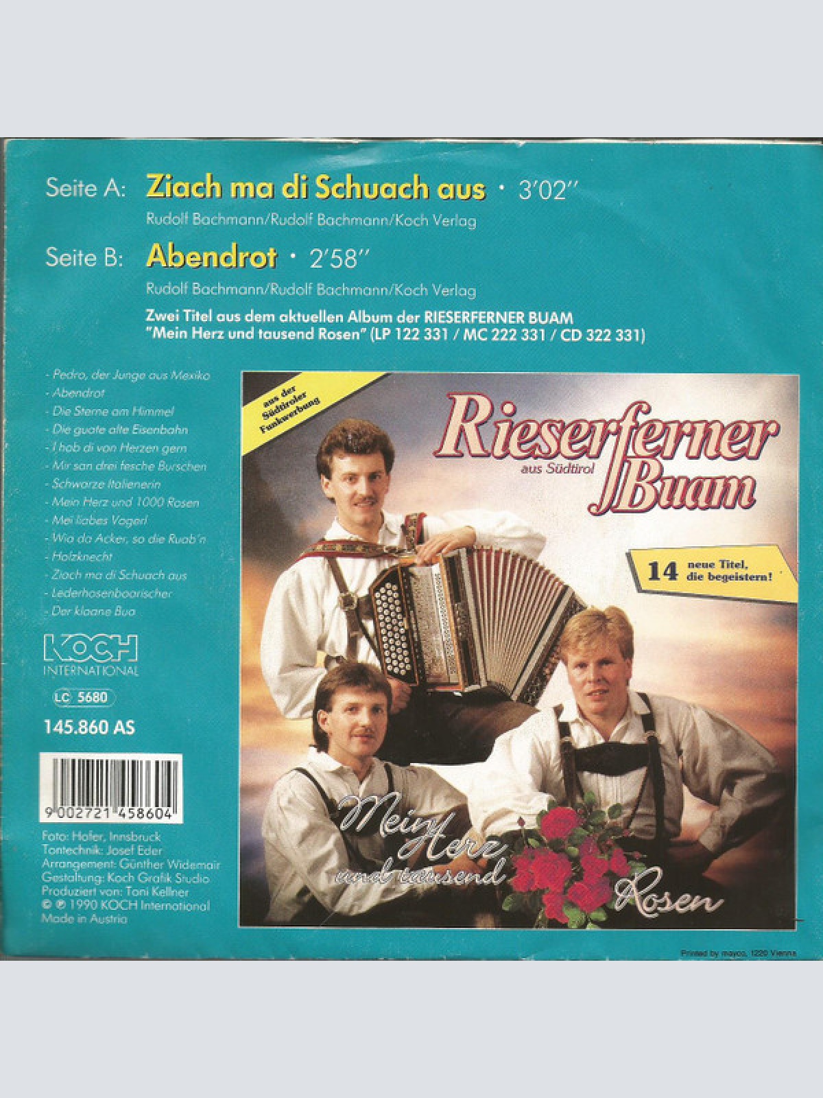 Vinyl / Rieserferner Buam - Ziach Ma Di Schuach Aus