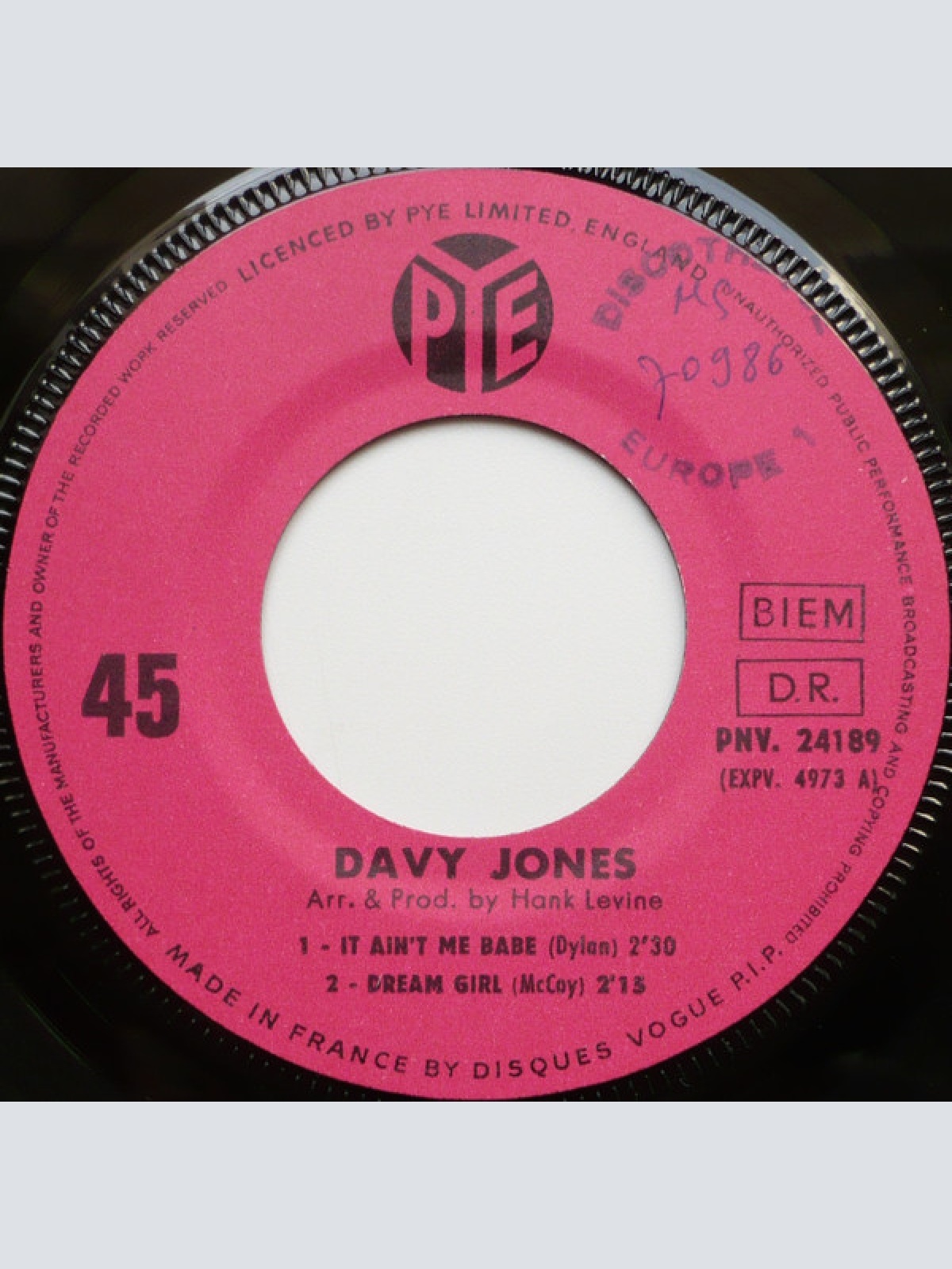 Vinyl / Davy Jones - It Ain't Me Babe