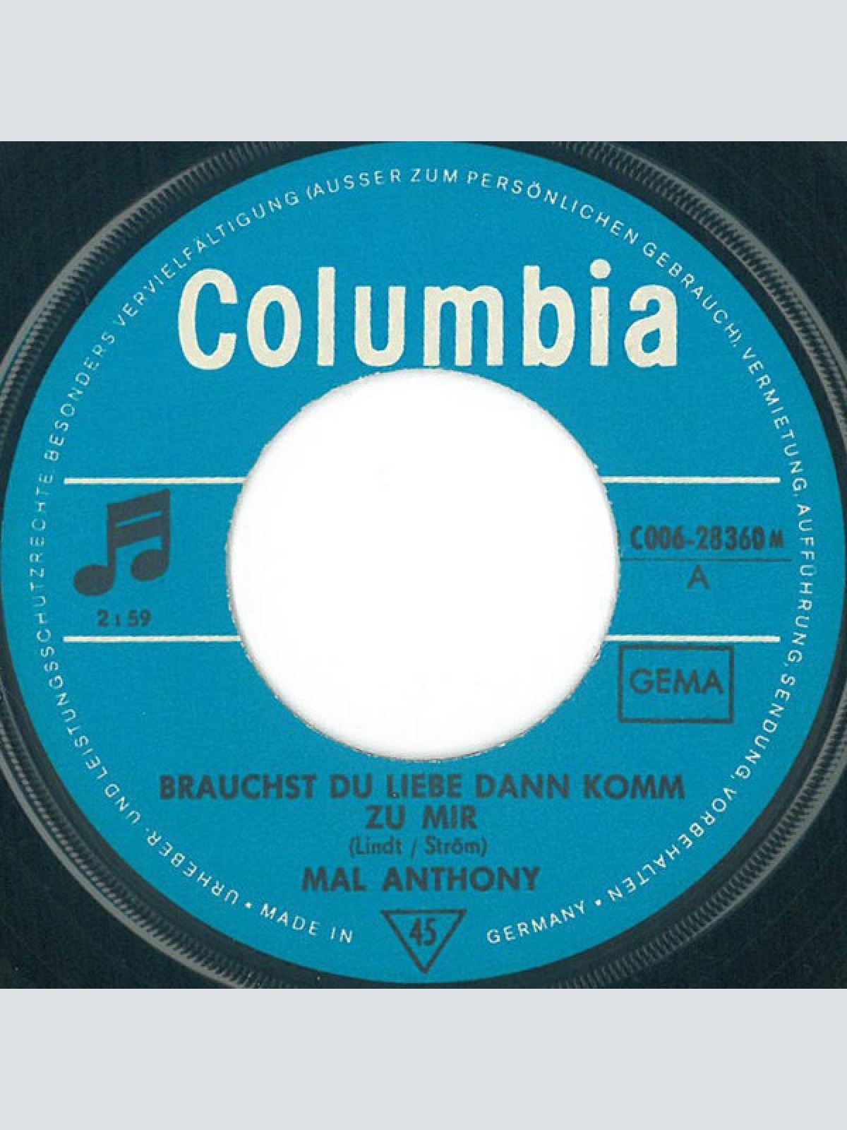 Vinyl / Mal Anthony - Brauchst Du Liebe Dann Komm Zu Mir / Da Sprang Der Funke Über