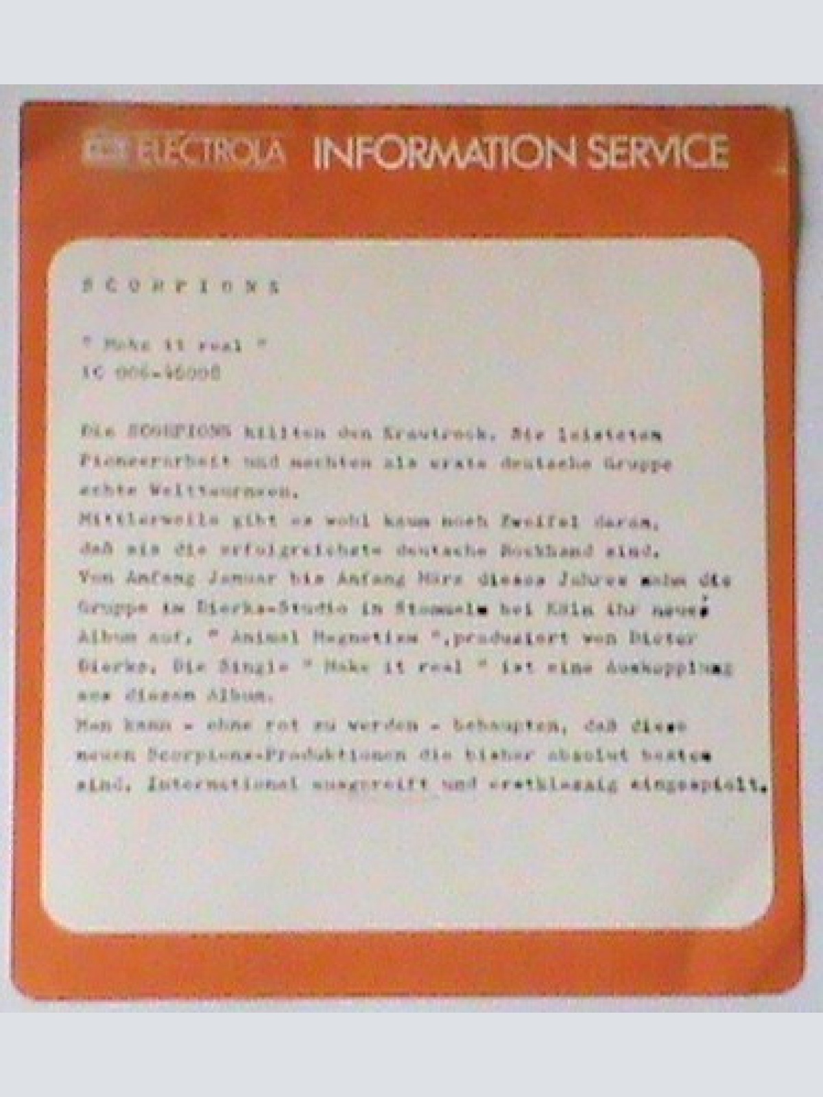 Vinyl / Scorpions - Rock You Like A Hurricane