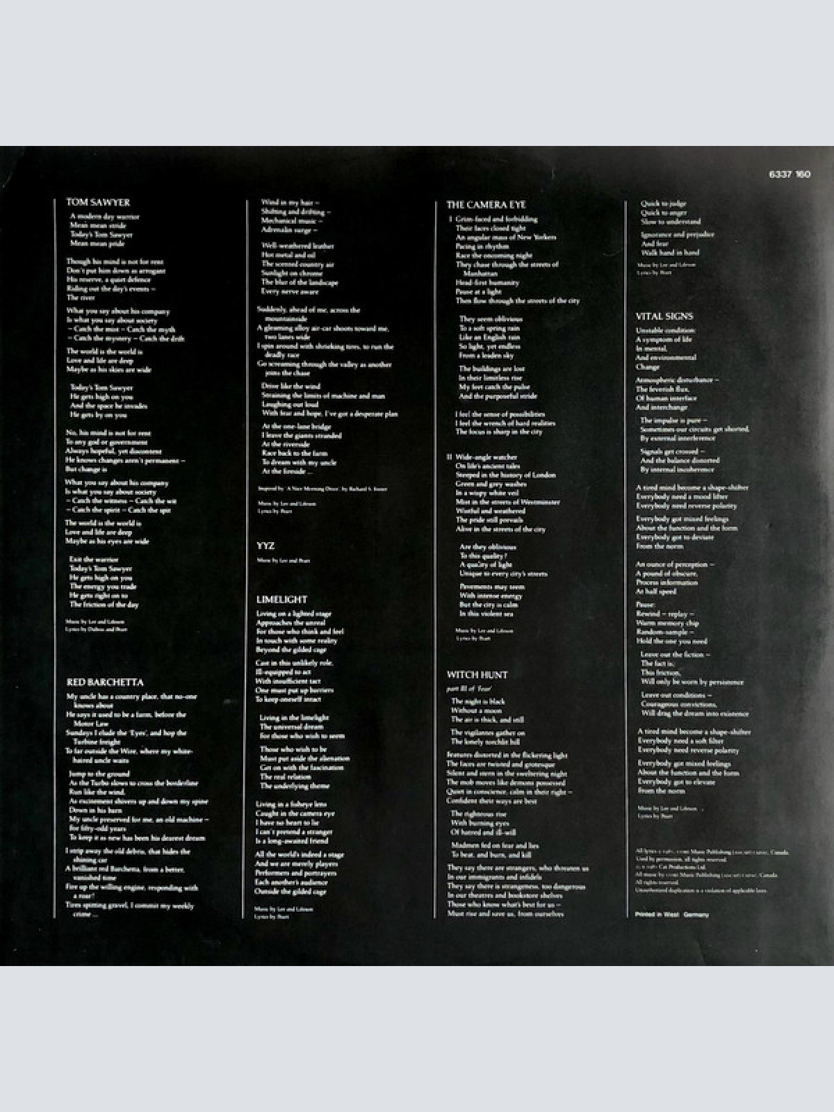 Vinyl / Rush - Moving Pictures