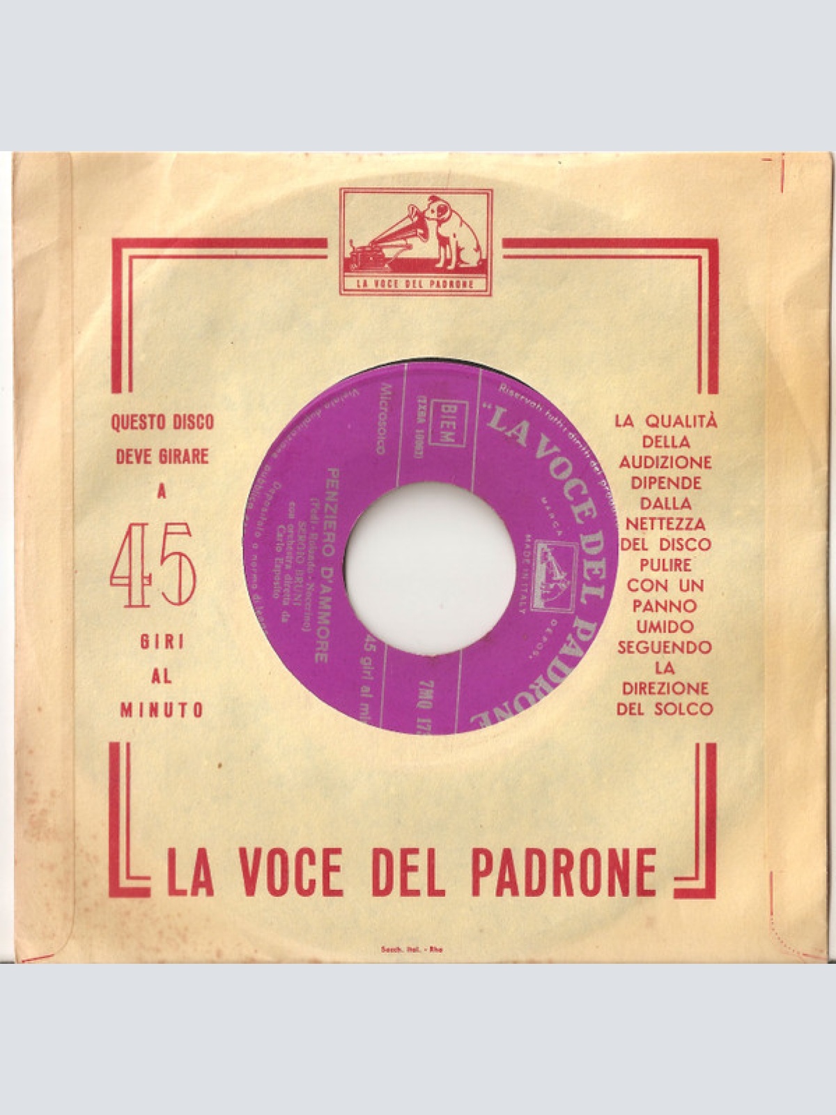 Vinyl / Sergio Bruni - Grazie, Ammore Mio