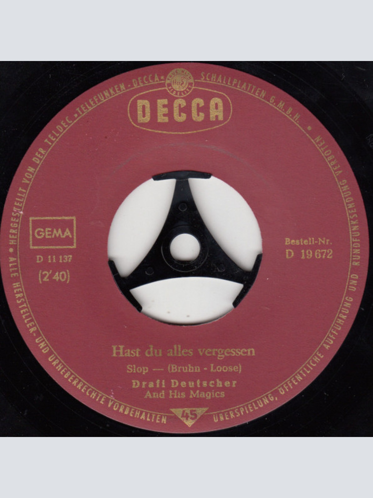 Vinyl / Drafi Deutscher And His Magics - Hast Du Alles Vergessen / Heute Male Ich Dein Bild, Cindy Lou  (The Birds And The Bees)