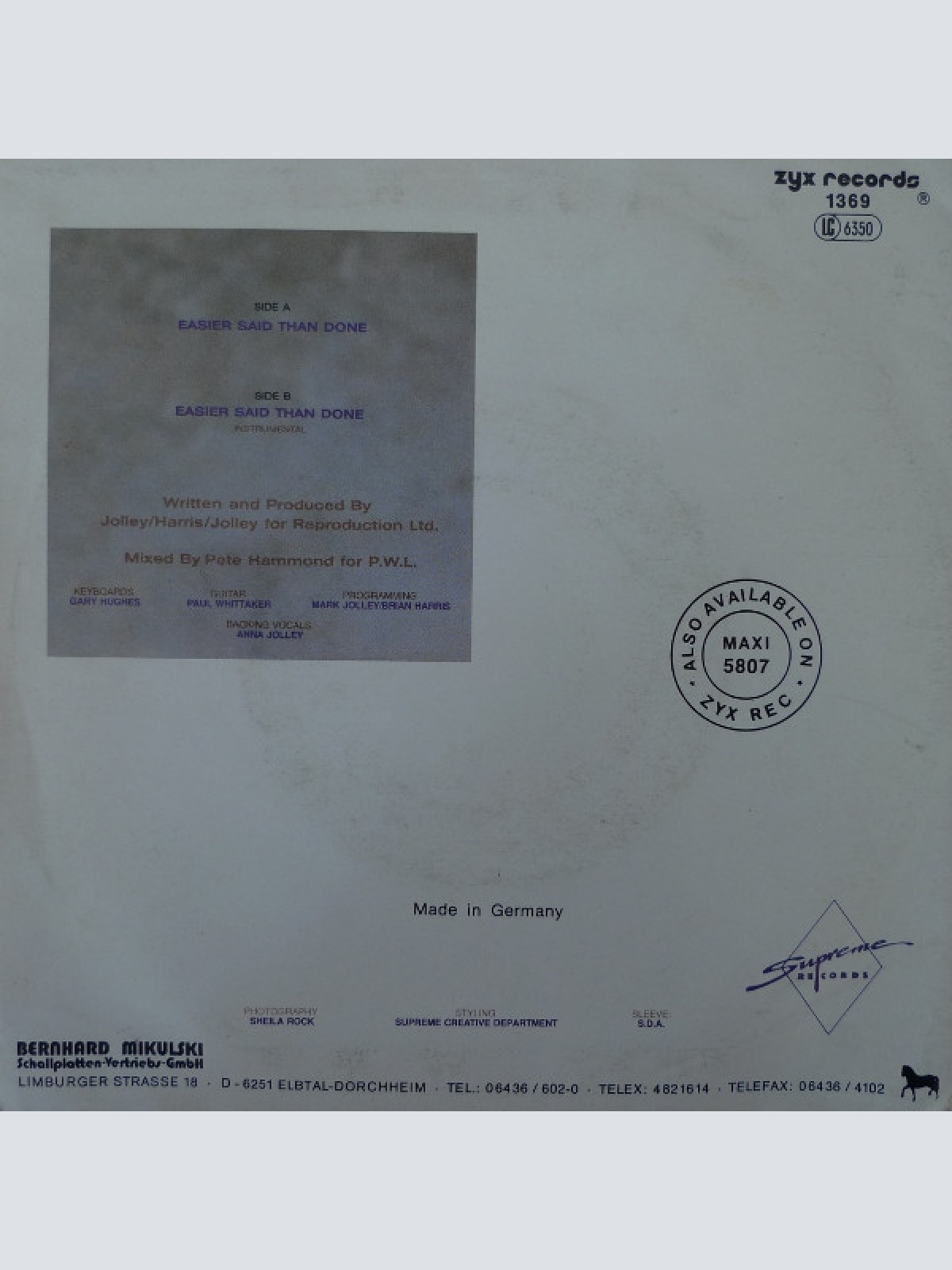 Vinyl / Patrick Boothe - Easier Said Than Done