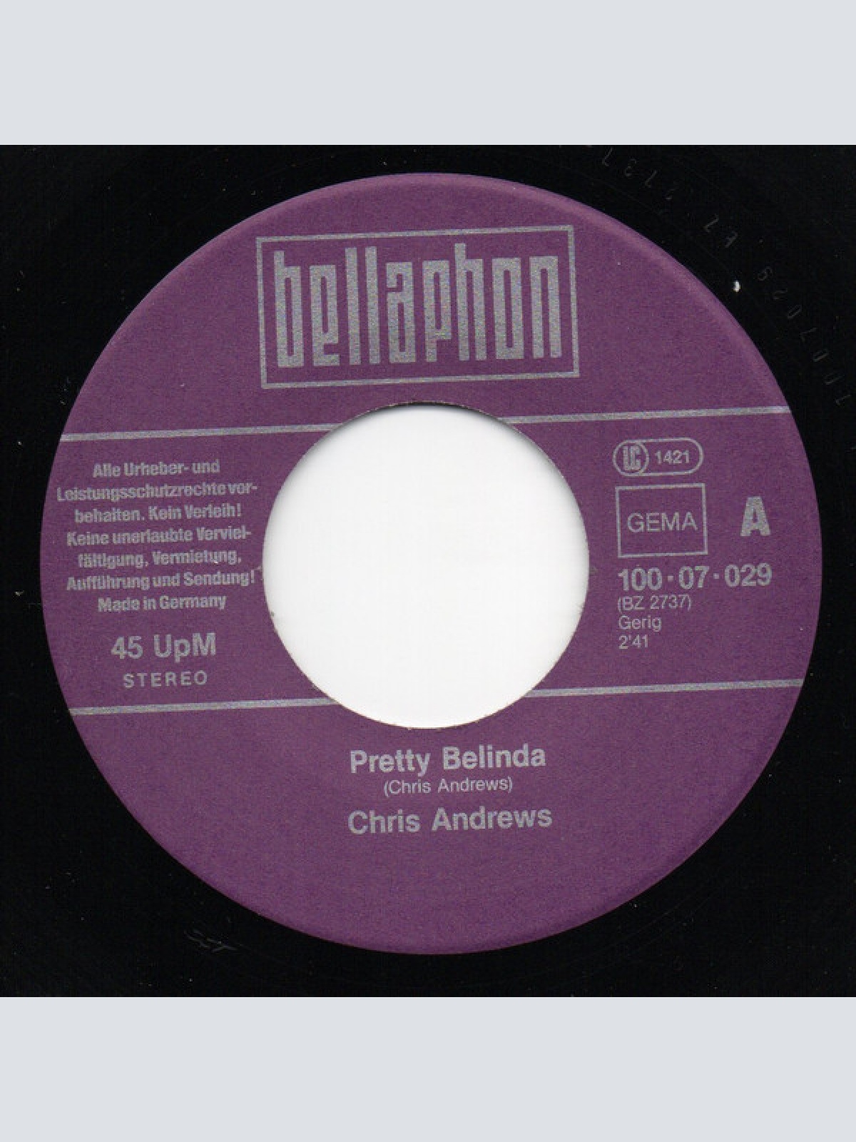 Vinyl / Chris Andrews (3) - Pretty Belinda / Carol Ok