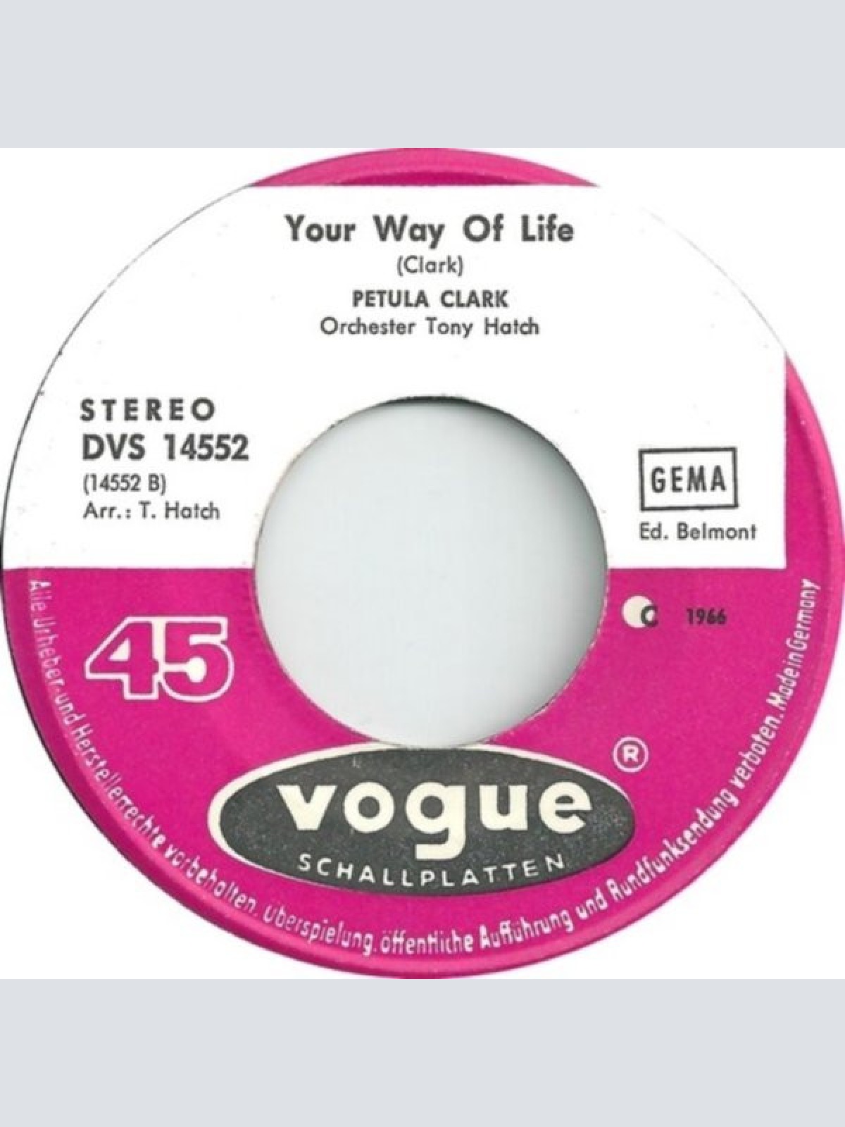 Vinyl / Petula Clark - I Couldn't Live Without Your Love / Your Way Of Life