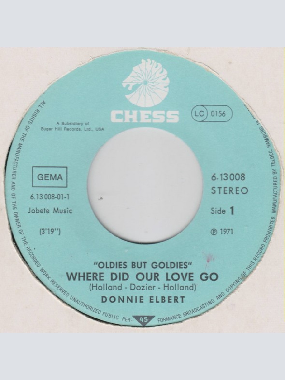 Vinyl / Donnie Elbert / The Dells - Where Did Our Love Go / I Can Sing A Rainbow / Love Is Blue