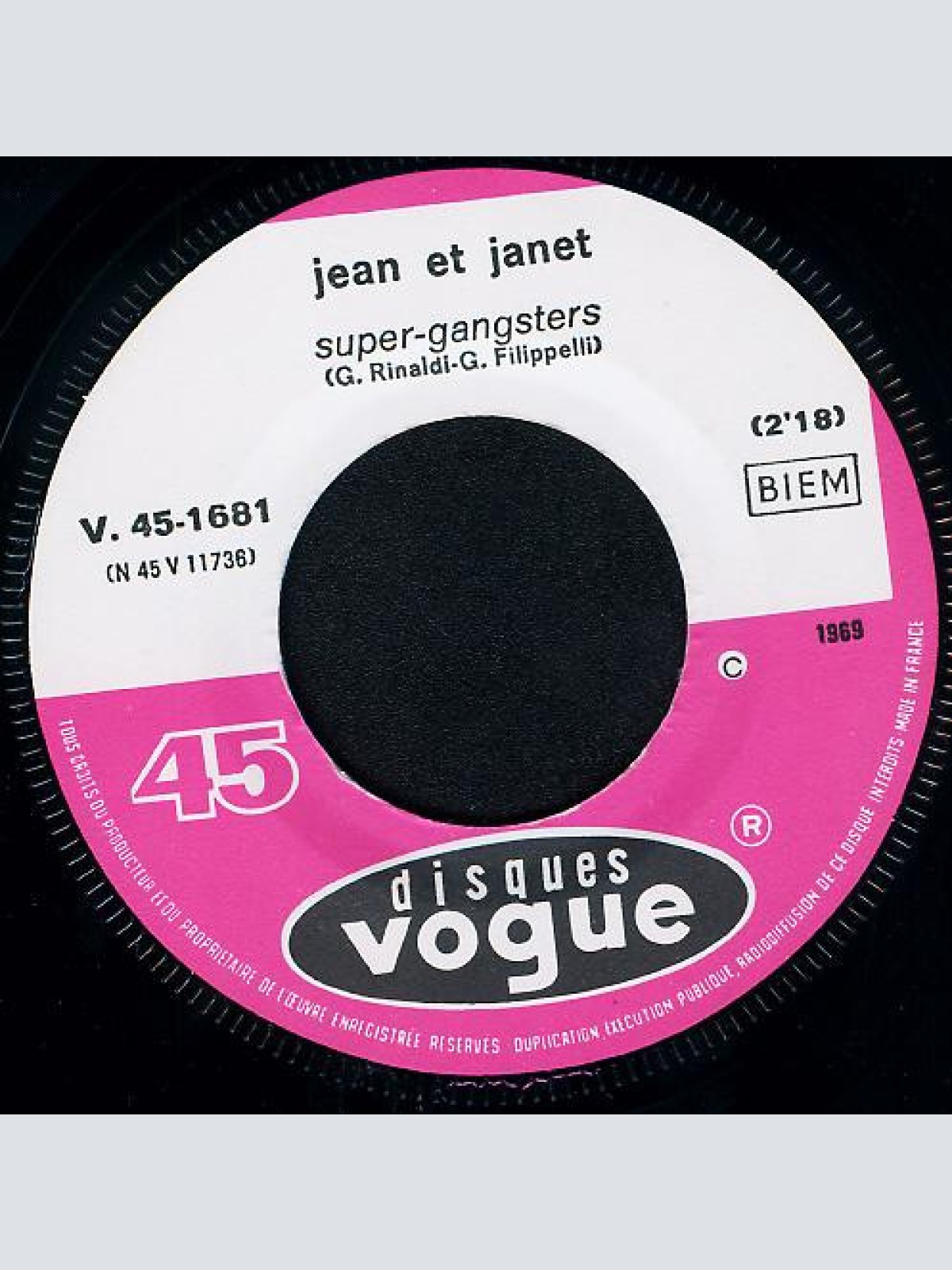 Vinyl / Jean & Janet* - Je T'aime... Normal / Super-Gangsters