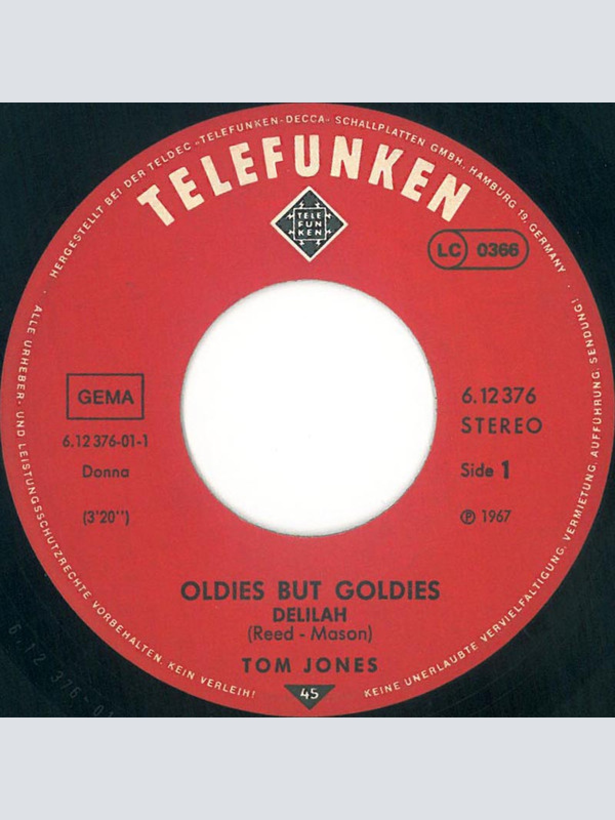 Vinyl / Tom Jones - Delilah / Love Me Tonight