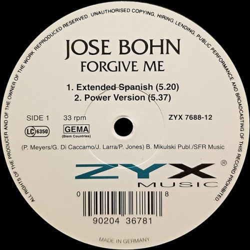 Vinyl / Jose Bohn - Forgive Me