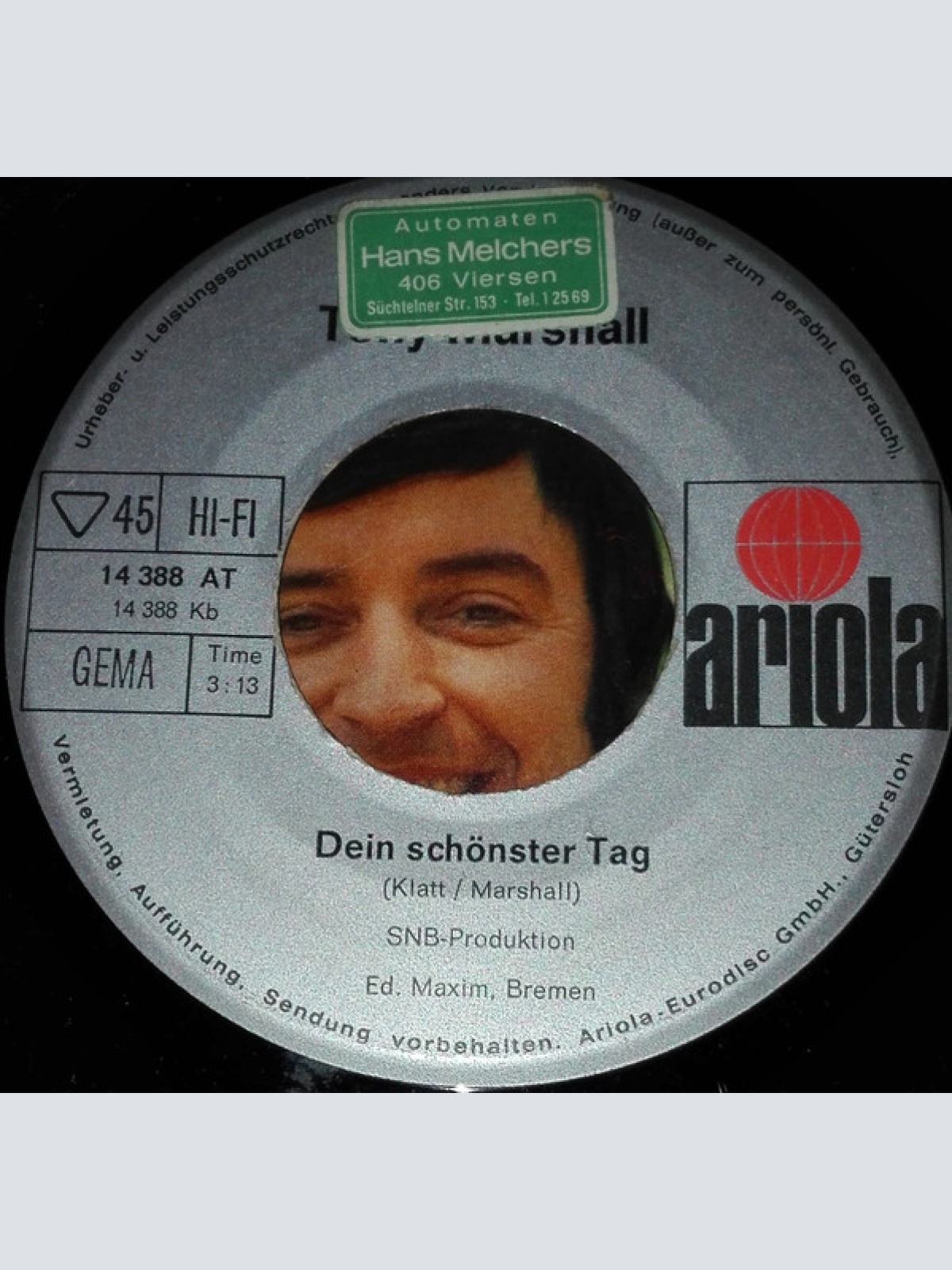 Vinyl / Tony Marshall - Hey Ist Das Leben So Schon / Dein Schonster Tag