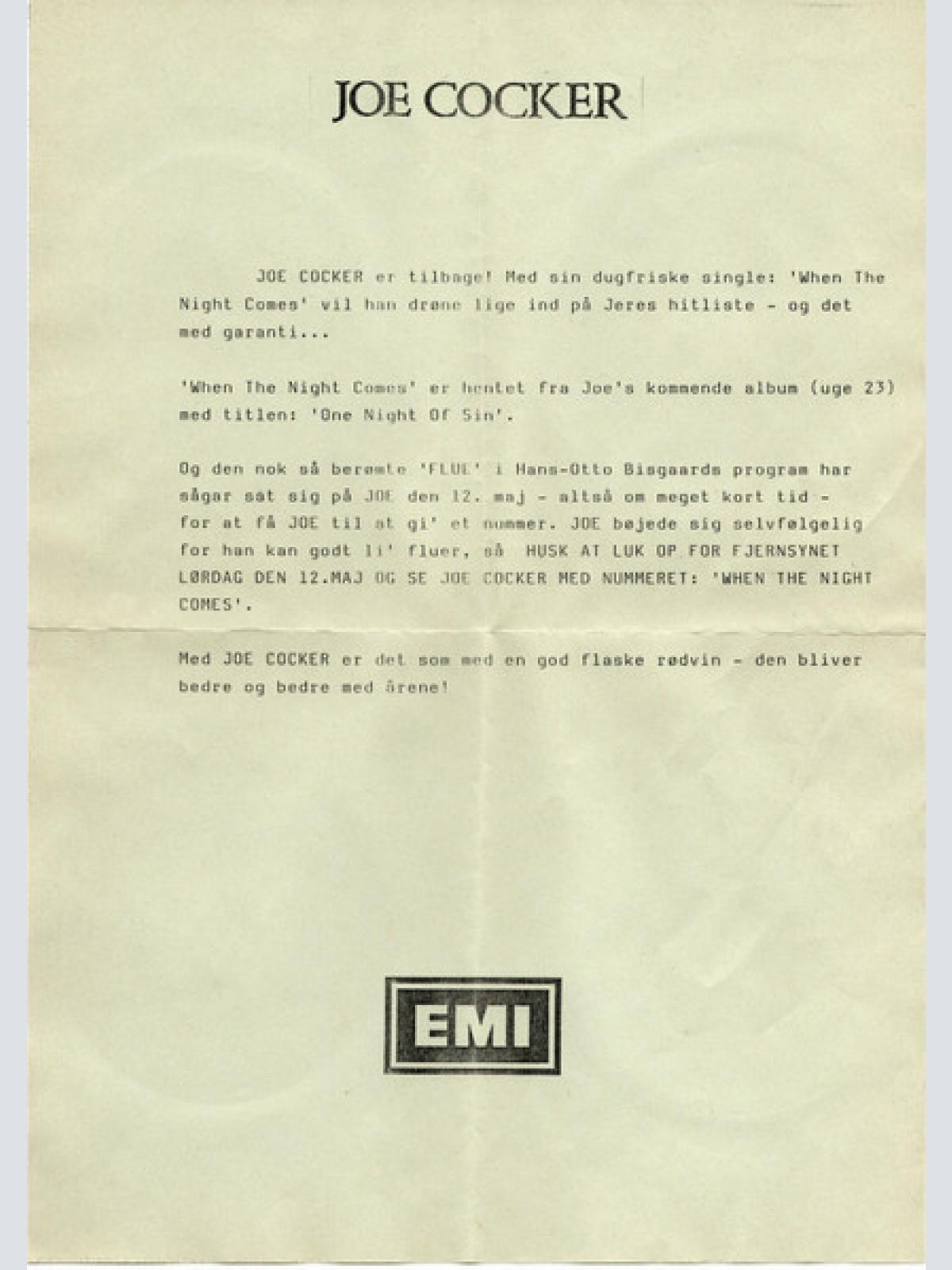 Vinyl / Joe Cocker - When The Night Comes