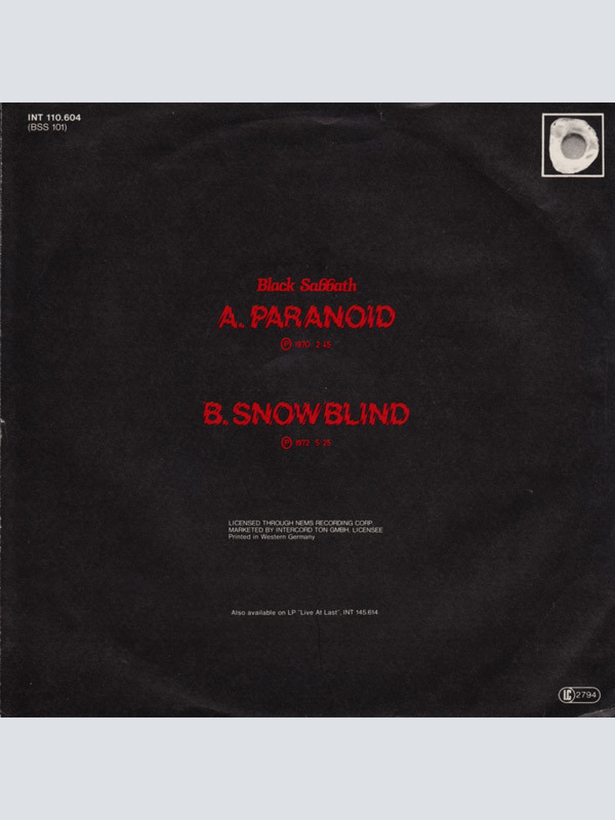 Vinyl / Black Sabbath - Paranoid