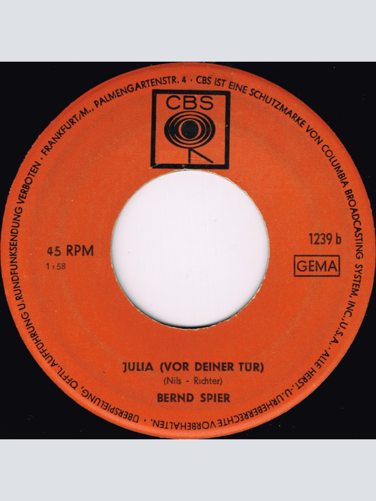 Vinyl / Bernd Spier - Das Kannst Du Mir Nicht Verbieten / Julia (Vor Deiner Tür)