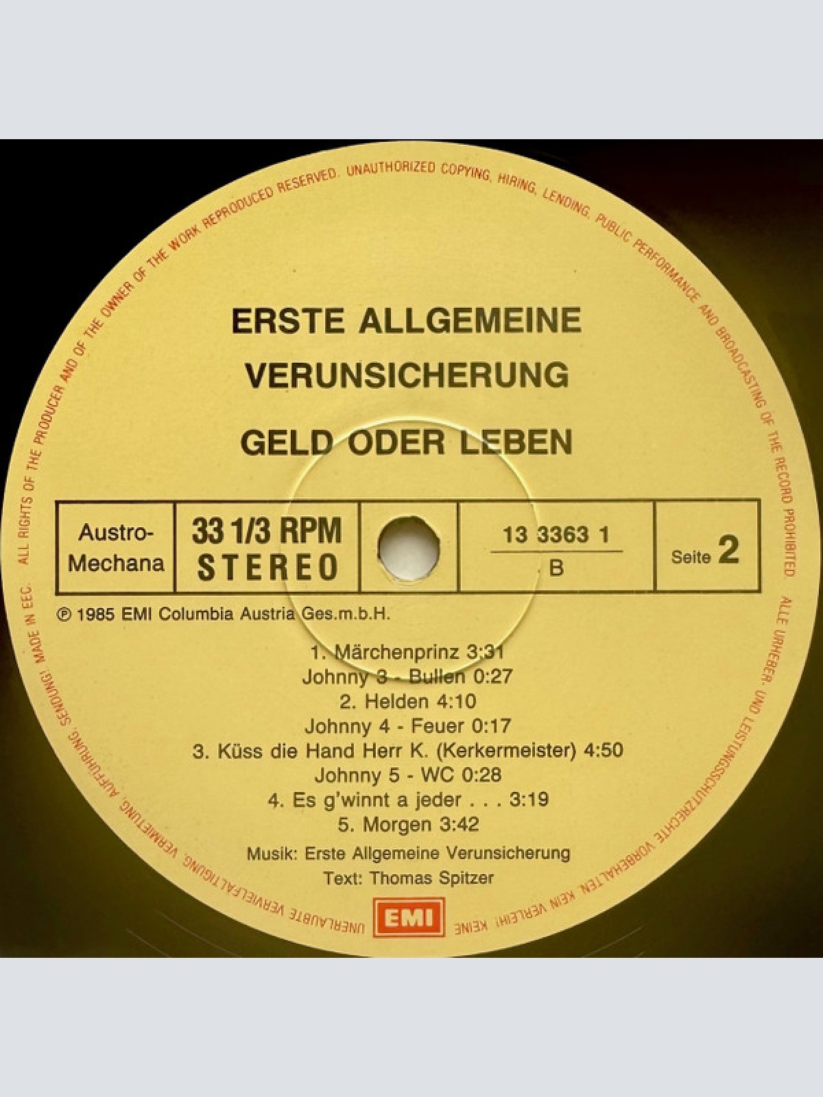 Vinyl / Erste Allgemeine Verunsicherung* - Geld Oder Leben!