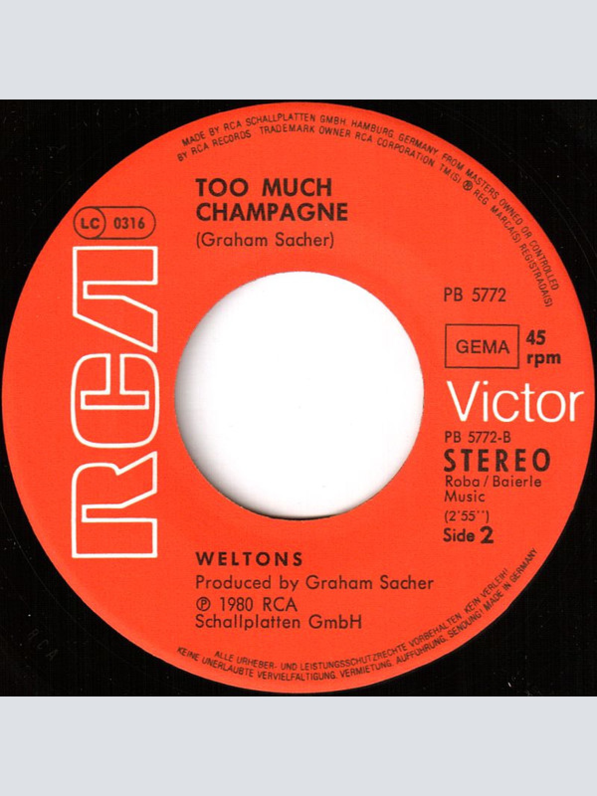 Vinyl / Weltons - Sweet Rock 'N' Roller / Too Much Champagne