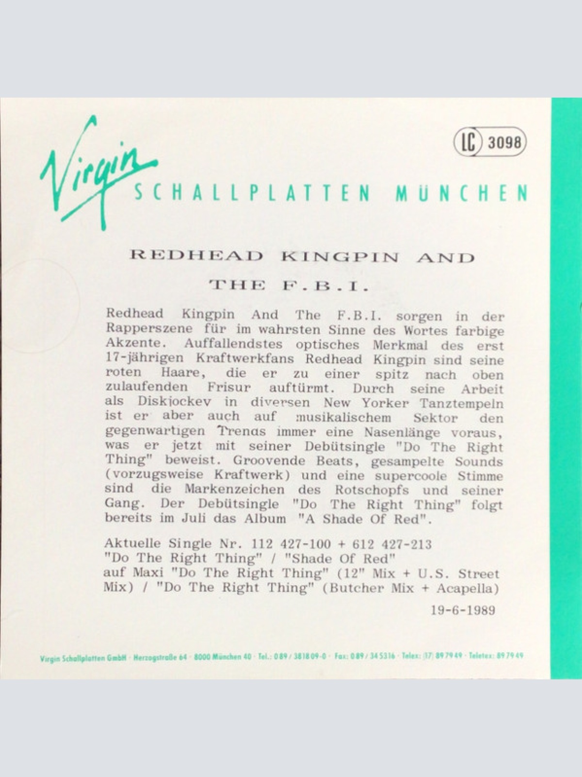 Vinyl / Redhead Kingpin And The F.B.I.* - Do The Right Thing