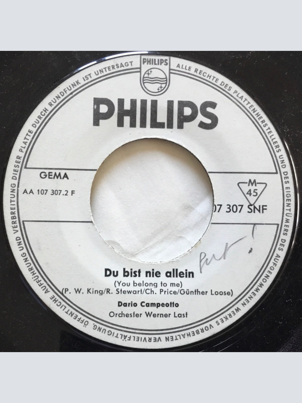 Vinyl / Dario Campeotto - Heute Nacht, My Sweetheart, Heute Nacht / Du Bist Nie Allein (You Belong To Me)