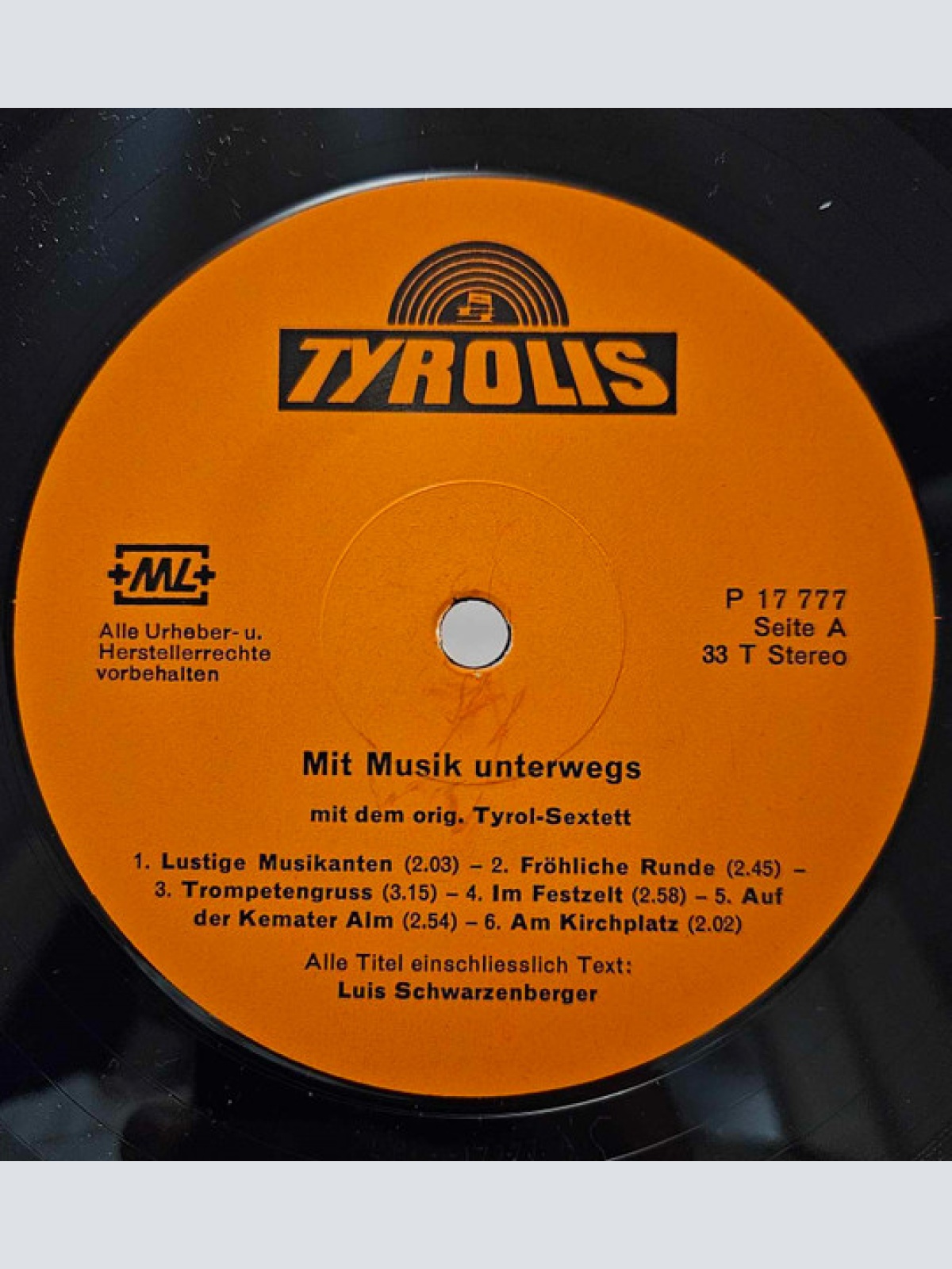 Vinyl / Tyrol Sextett - Mit Musik Unterwegs