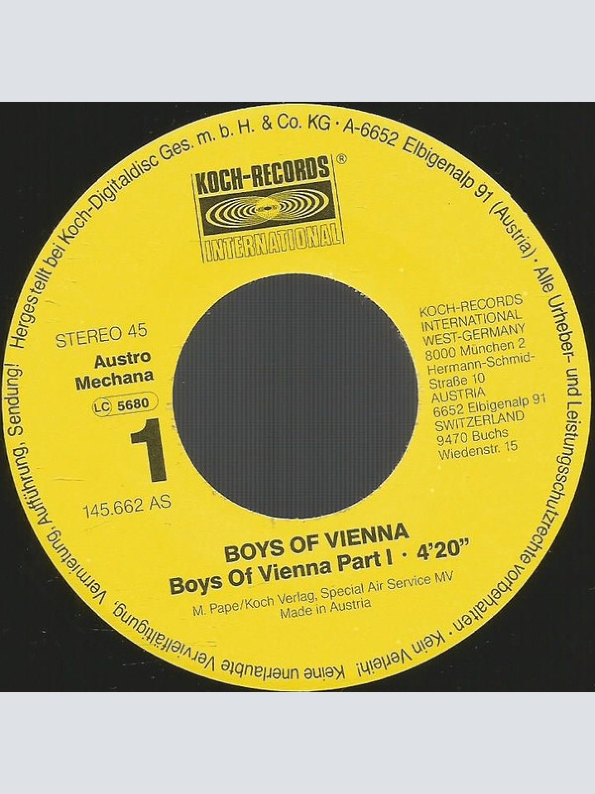 Vinyl / Boys Of Vienna - Boys Of Vienna Part I