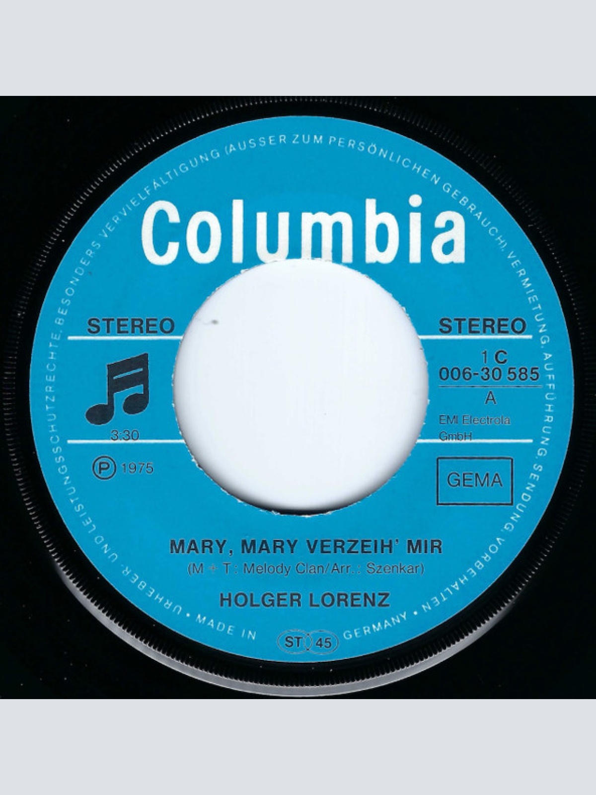 Vinyl / Holger Lorenz - Mary, Mary Verzeih' Mir