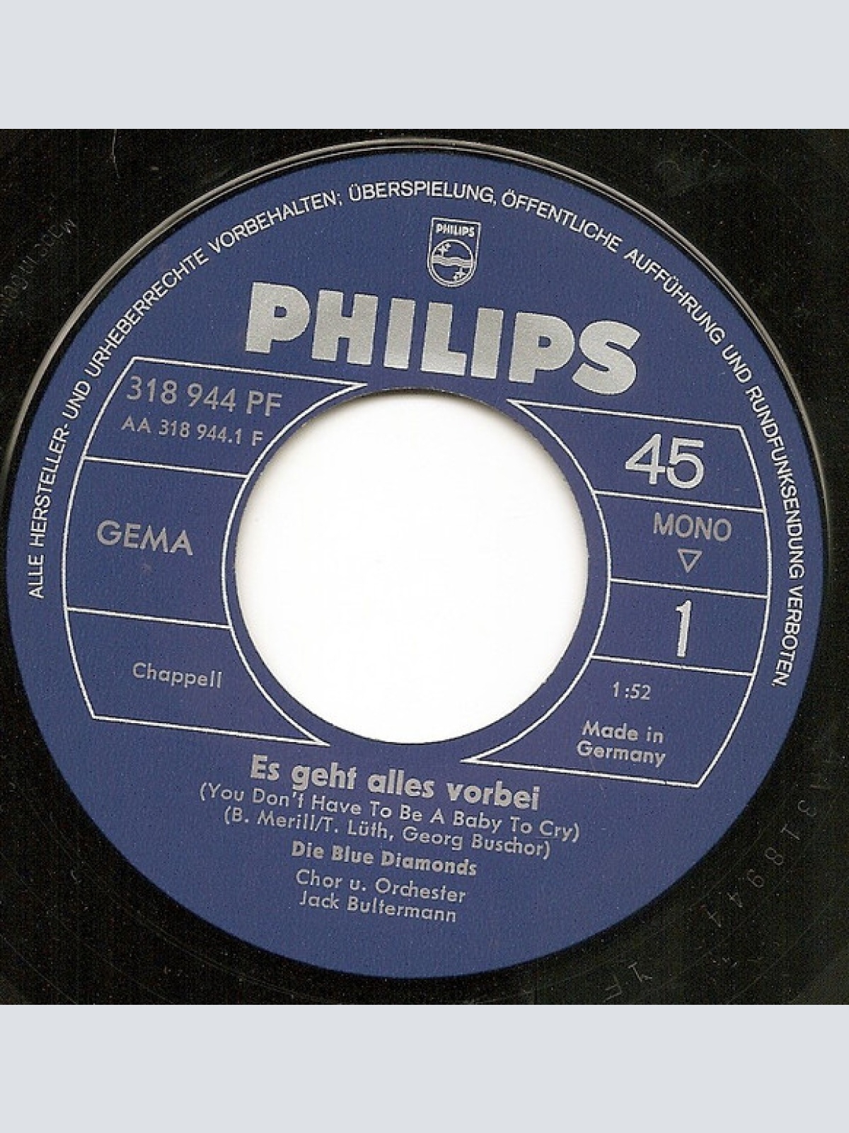 Vinyl / The Blue Diamonds - Es Geht Alles Vorbei