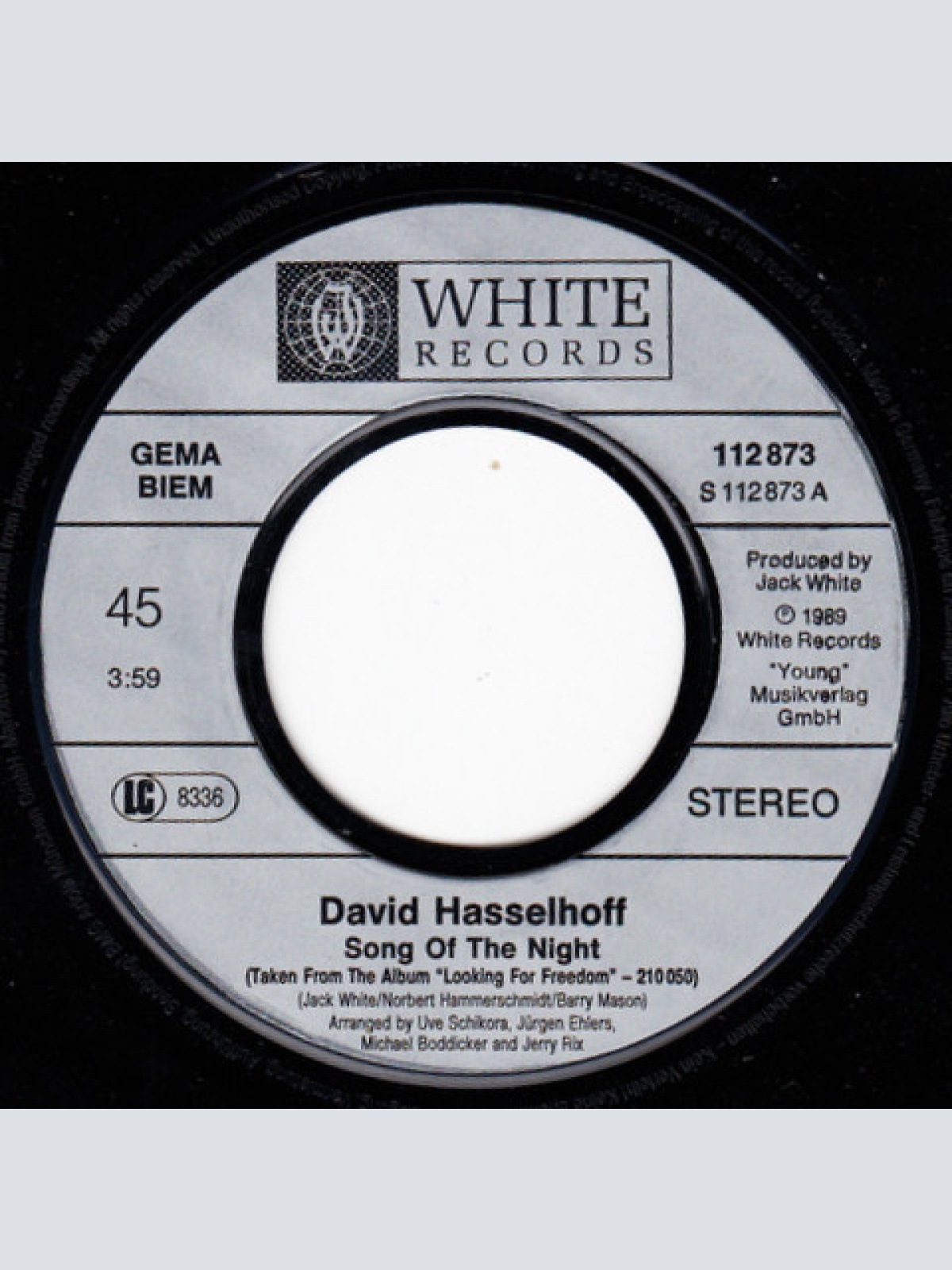 Vinyl / David Hasselhoff - Song Of The Night