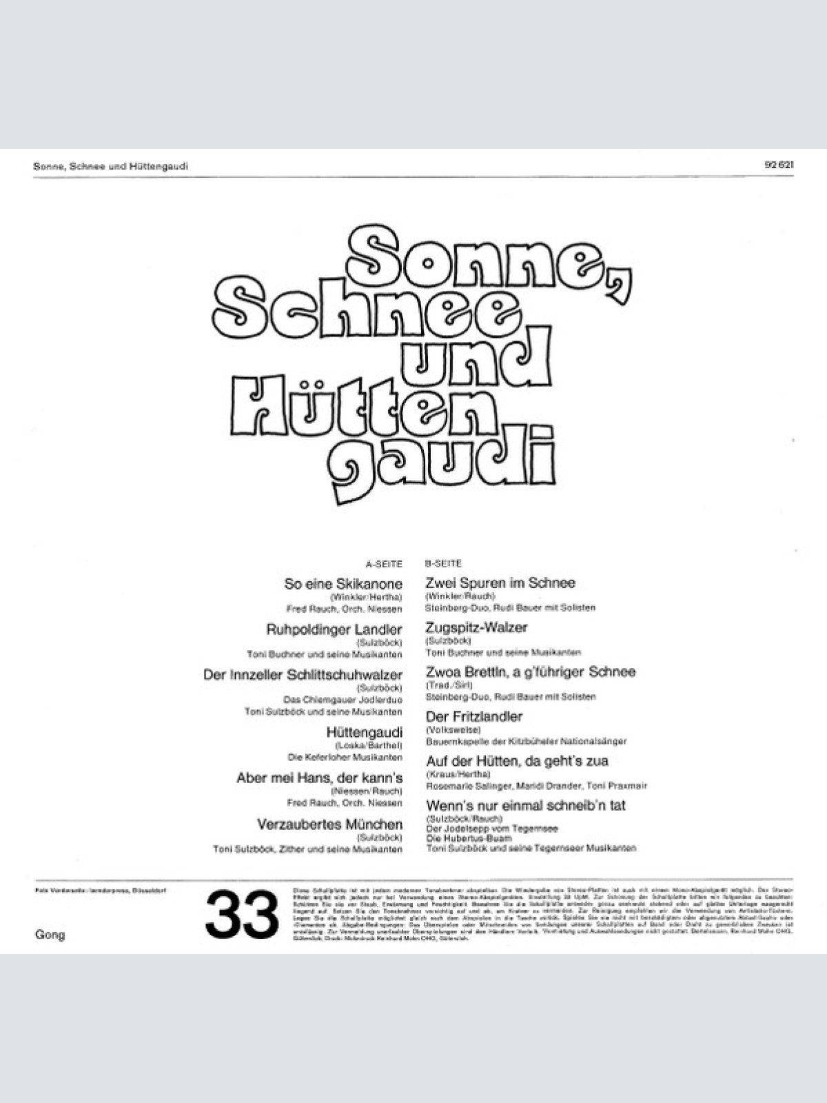 Vinyl / Various - Sonne, Schnee Und Hüttengaudi
