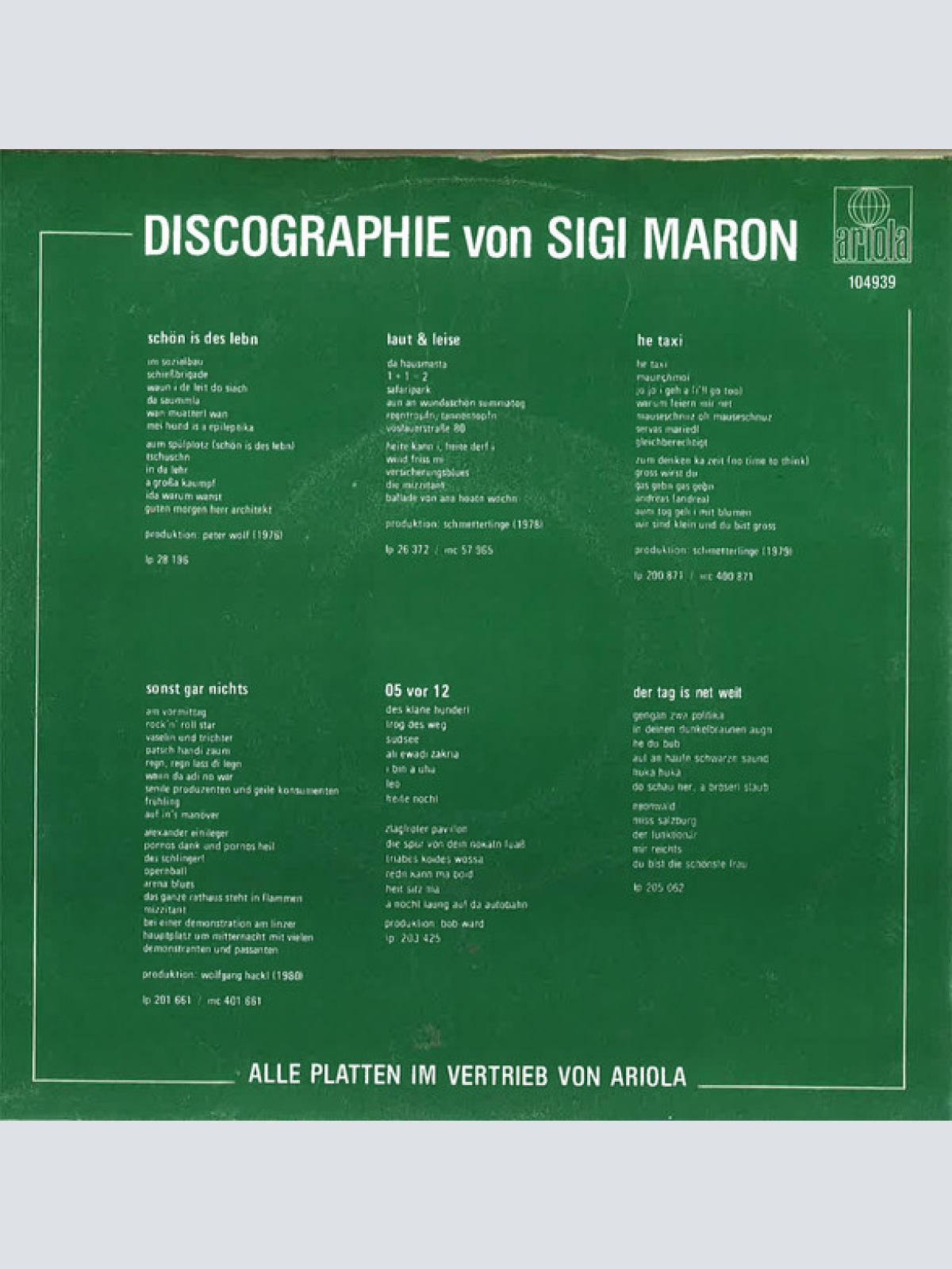 Vinyl / Sigi Maron - In Deinen Dunkelbraunen Augn