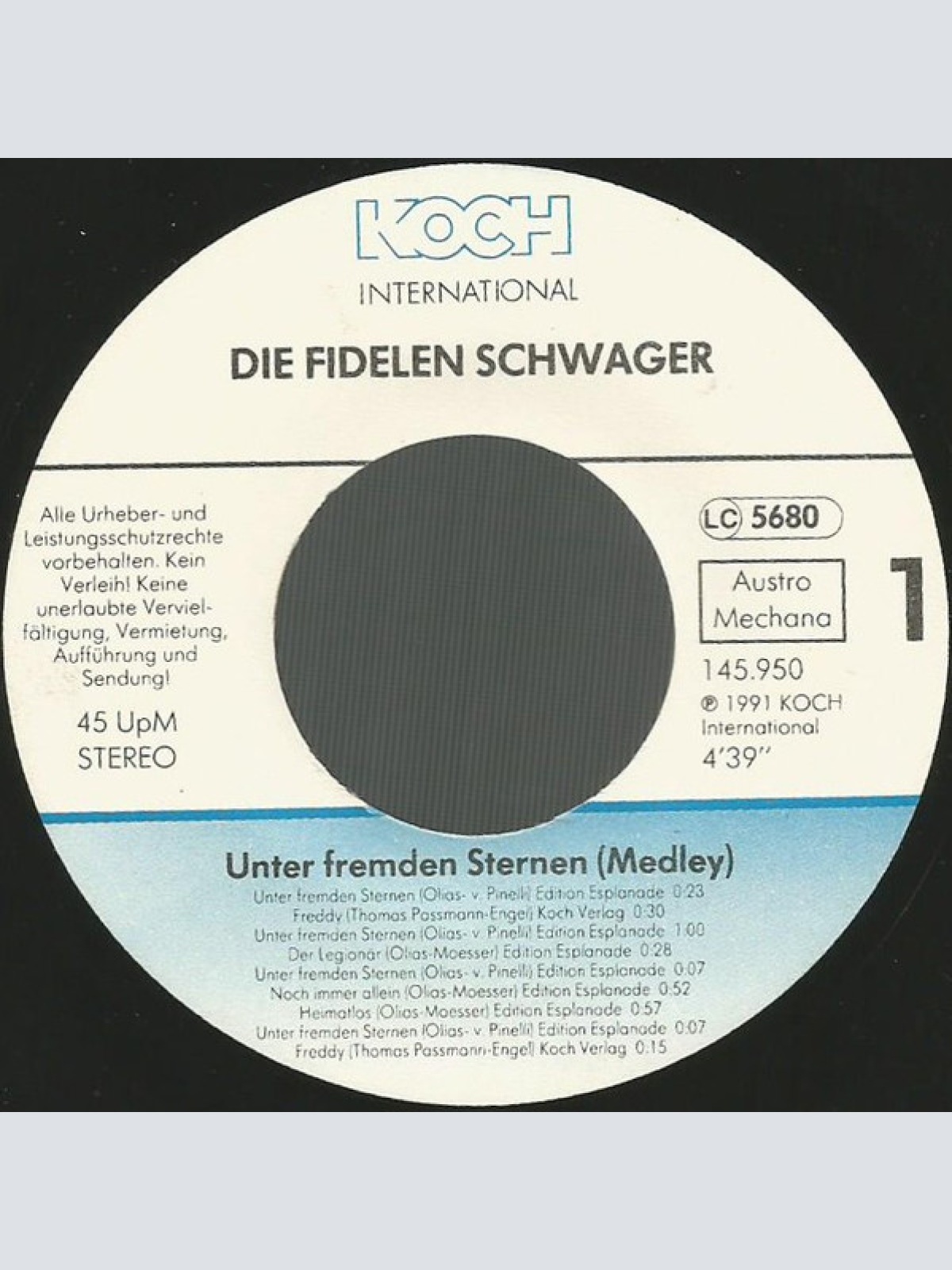 Vinyl / Die Fidelen Schwager - Unter Fremden Sternen