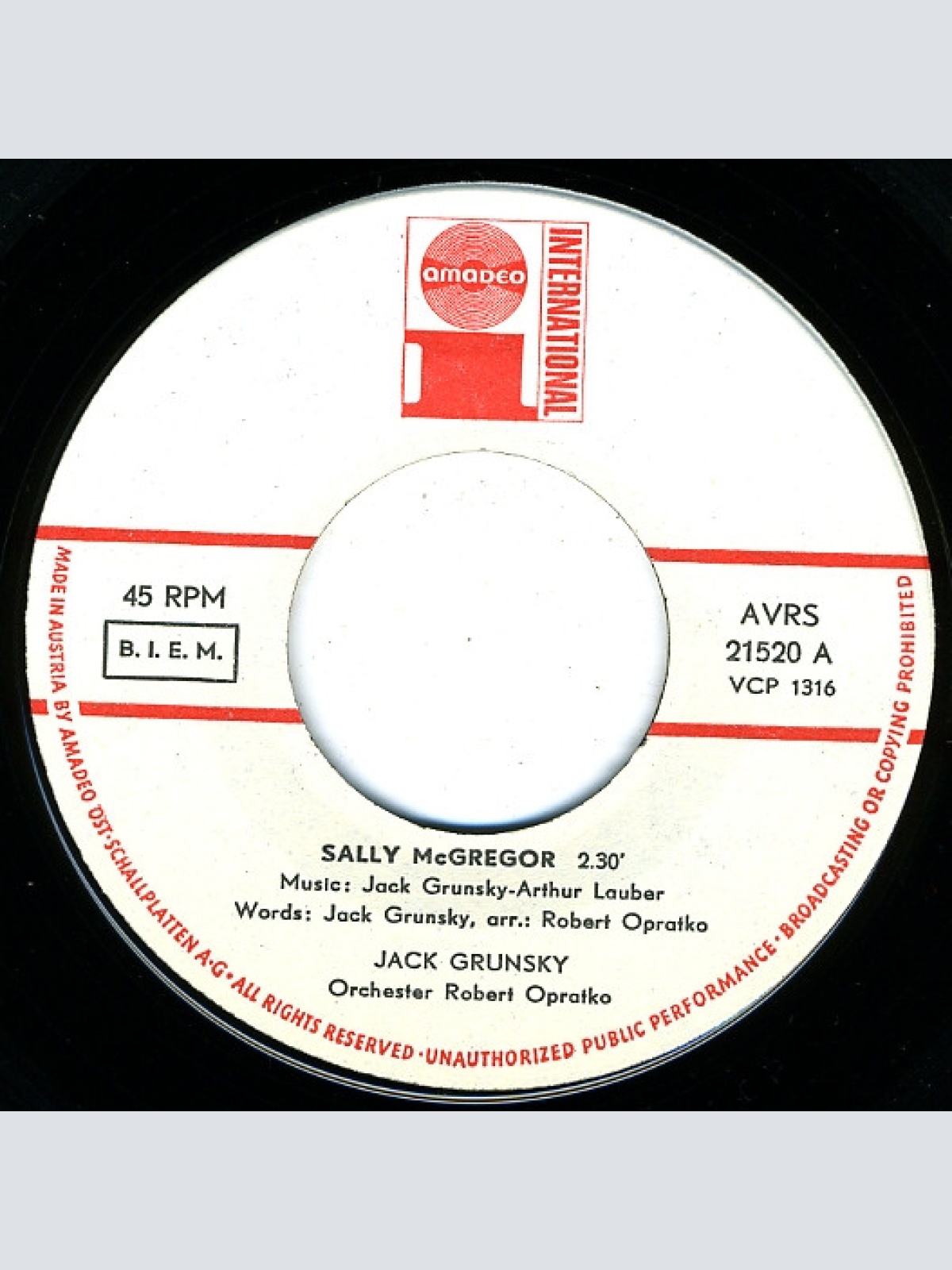 Vinyl / Jack Grunsky - Sally Mc Gregor / Oh My Love Yes My Love