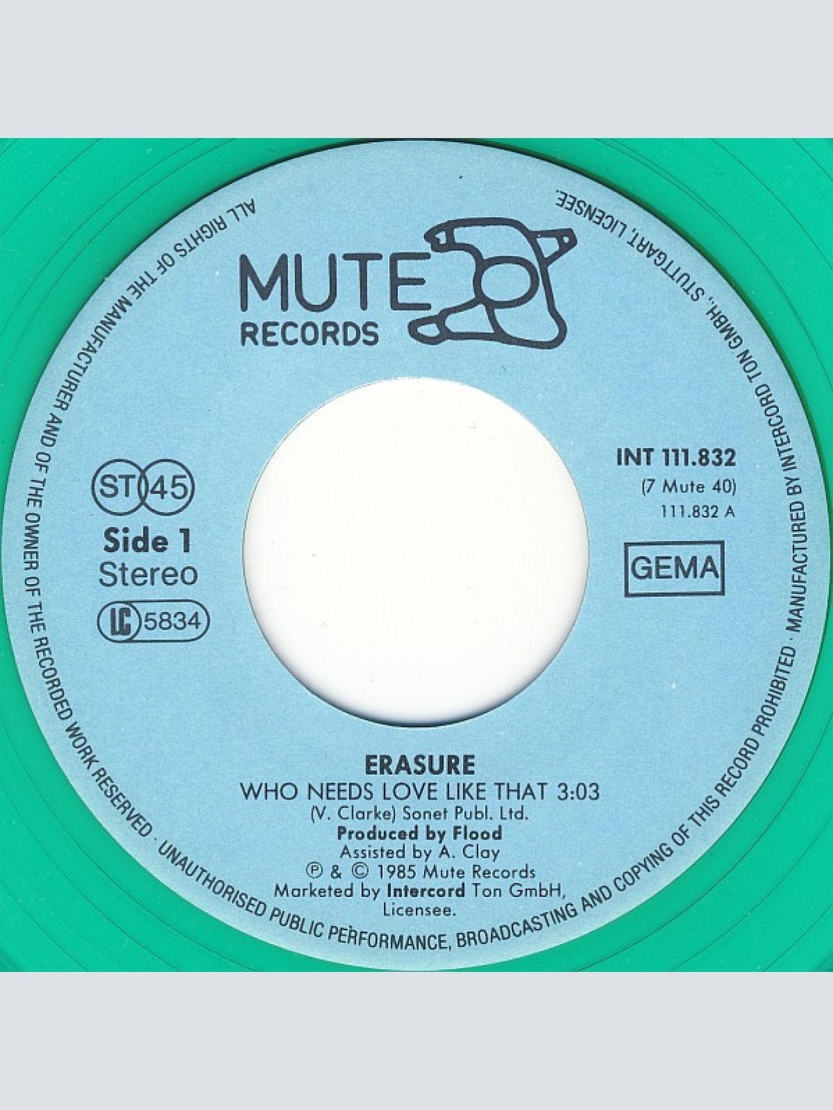 Vinyl / Erasure - Who Needs Love Like That