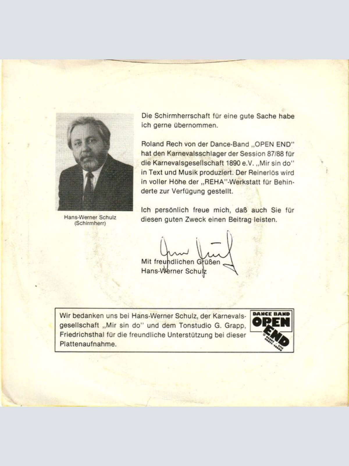 Vinyl / Danceband Open End - Im Saarland Zu Gast / Hallo Grüezi