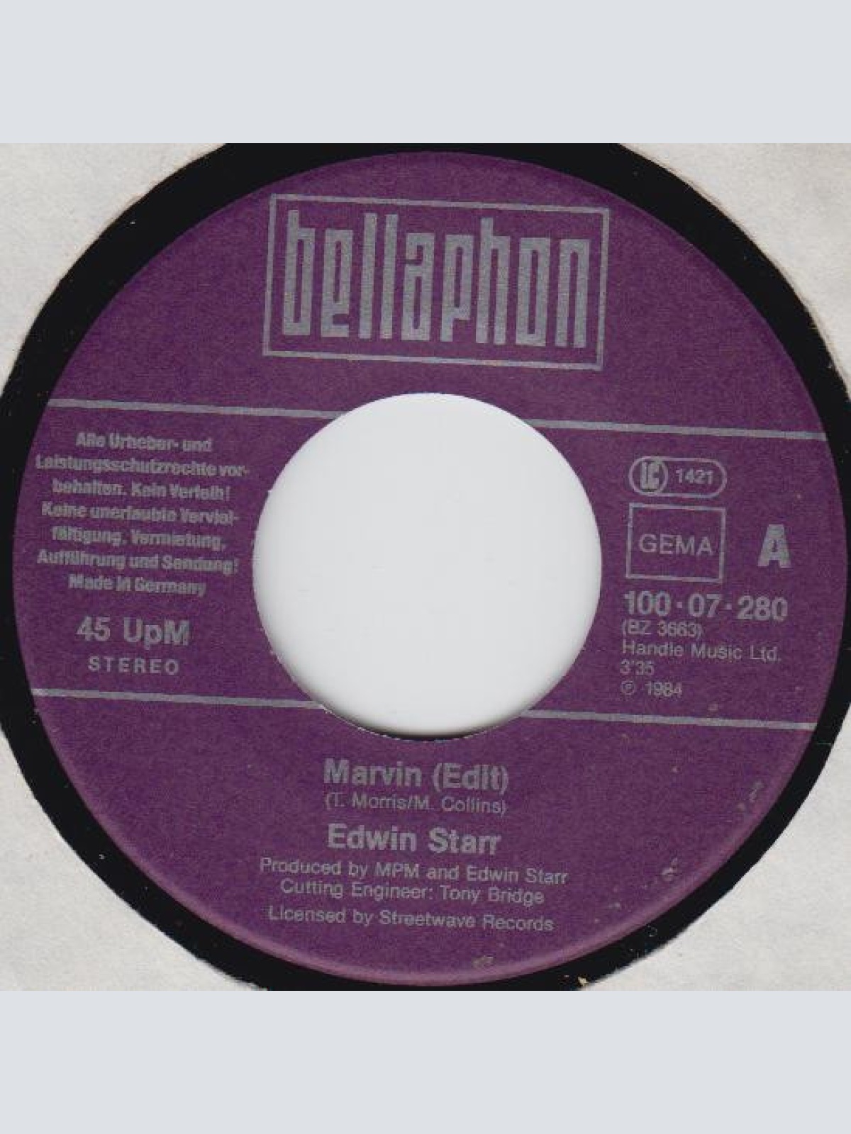 Vinyl / Edwin Starr - Marvin (From A Friend To A Friend)