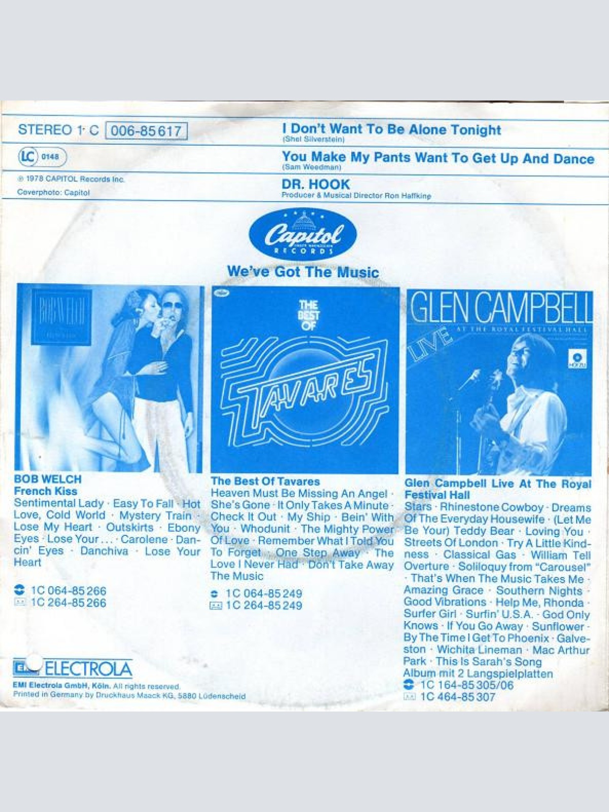 Vinyl / Dr. Hook - I Don't Want To Be Alone Tonight