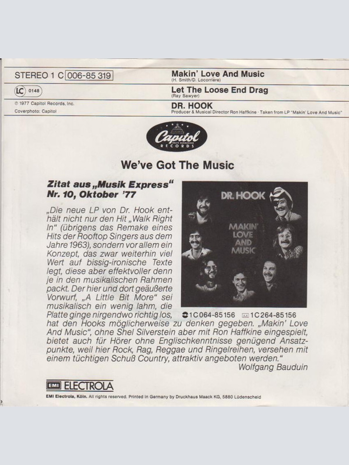 Vinyl / Dr. Hook - Makin' Love And Music