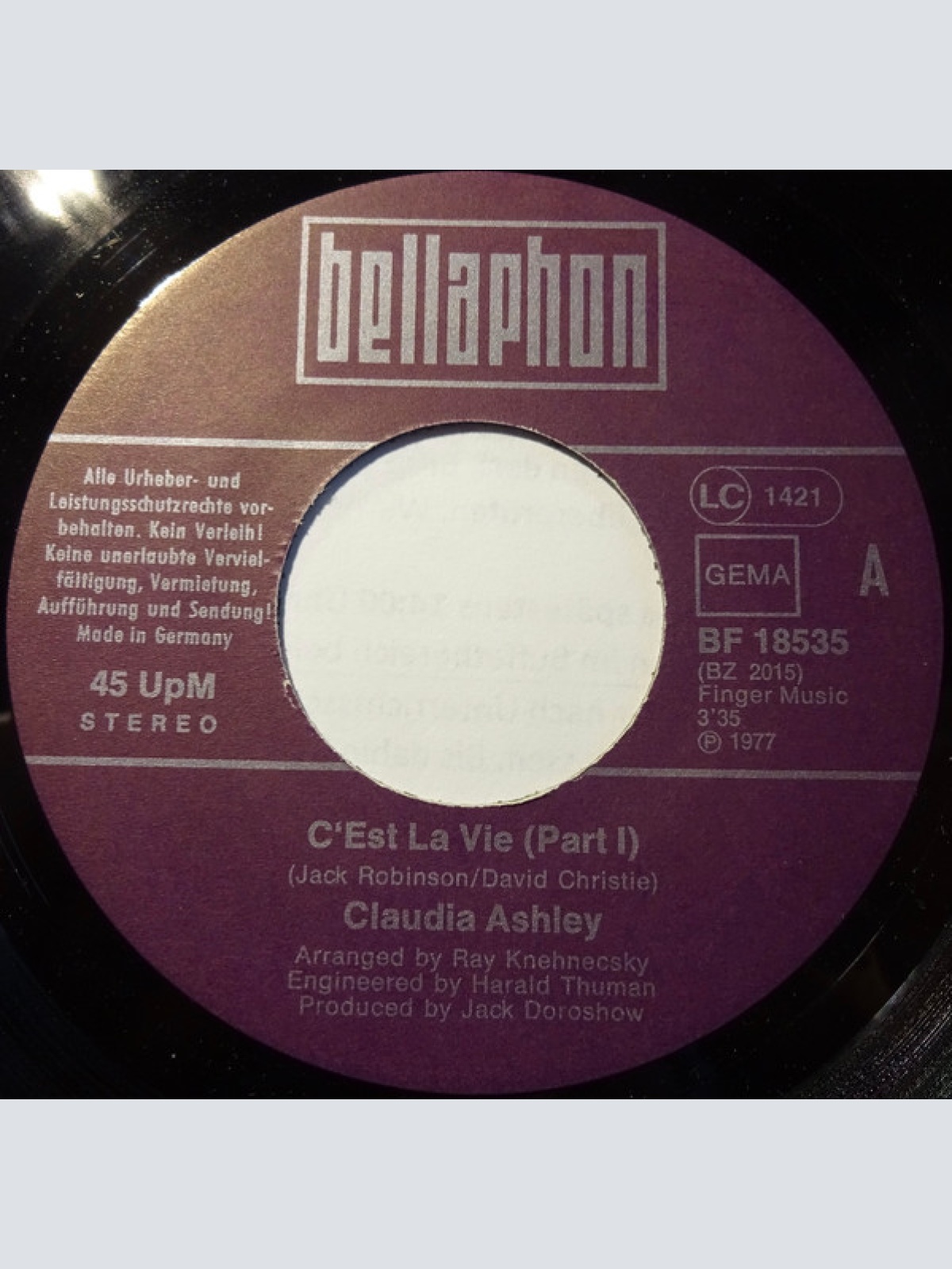 Vinyl / Claudia Ashley - C'Est La Vie